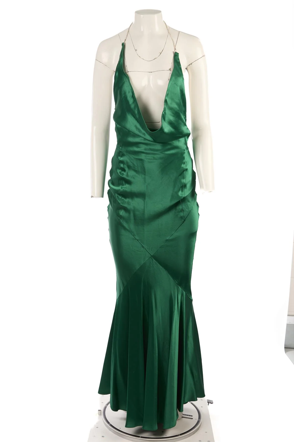 RETROFETE GREEN SILK MAXI DRESS XSMALL - Image 2