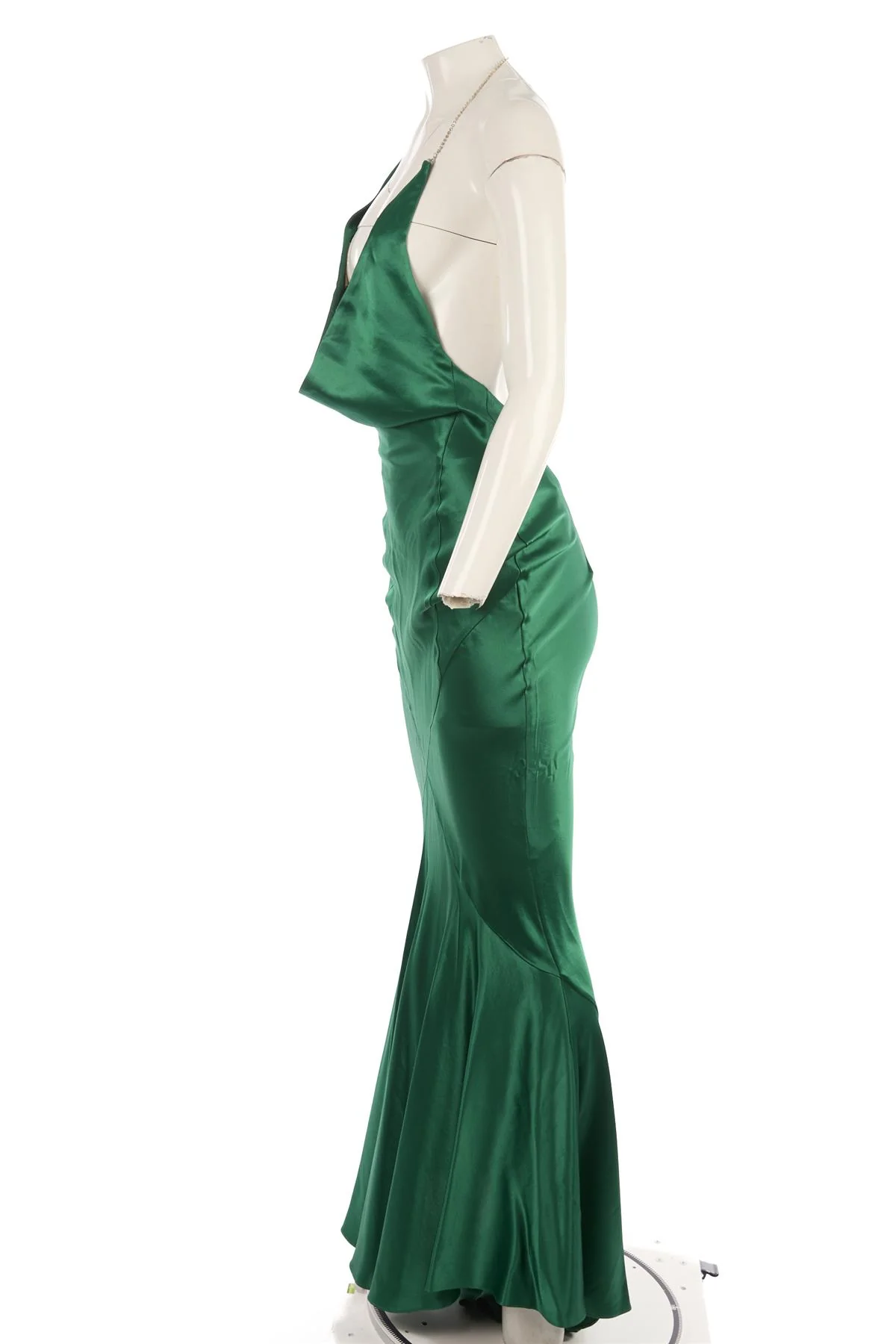 RETROFETE GREEN SILK MAXI DRESS XSMALL - Image 3