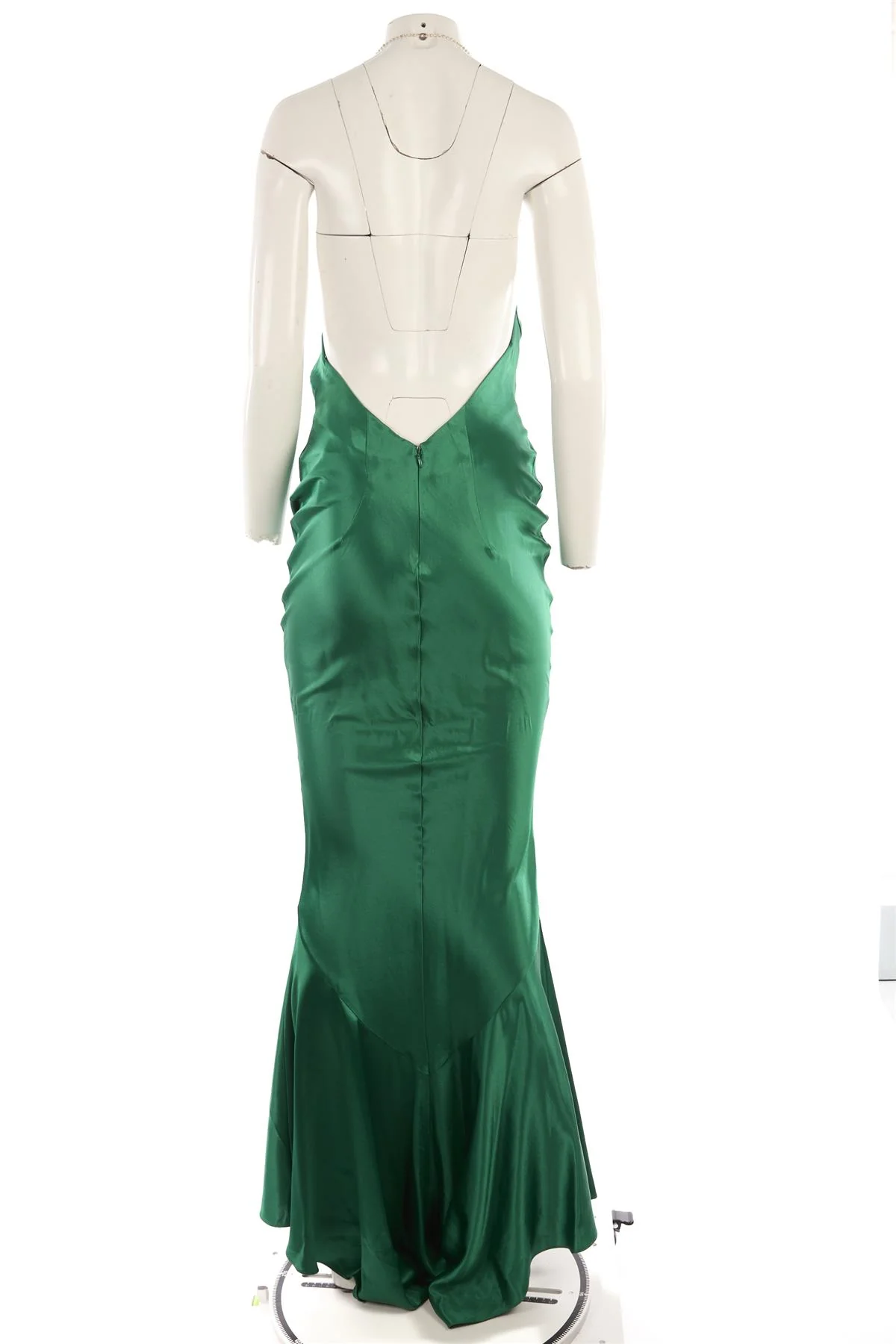 RETROFETE GREEN SILK MAXI DRESS XSMALL - Image 4