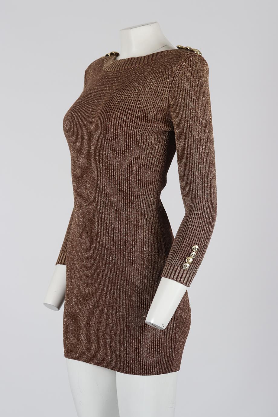 RETROFÊTE METALLIC RIBBED KNIT MINI DRESS MEDIUM - Image 3