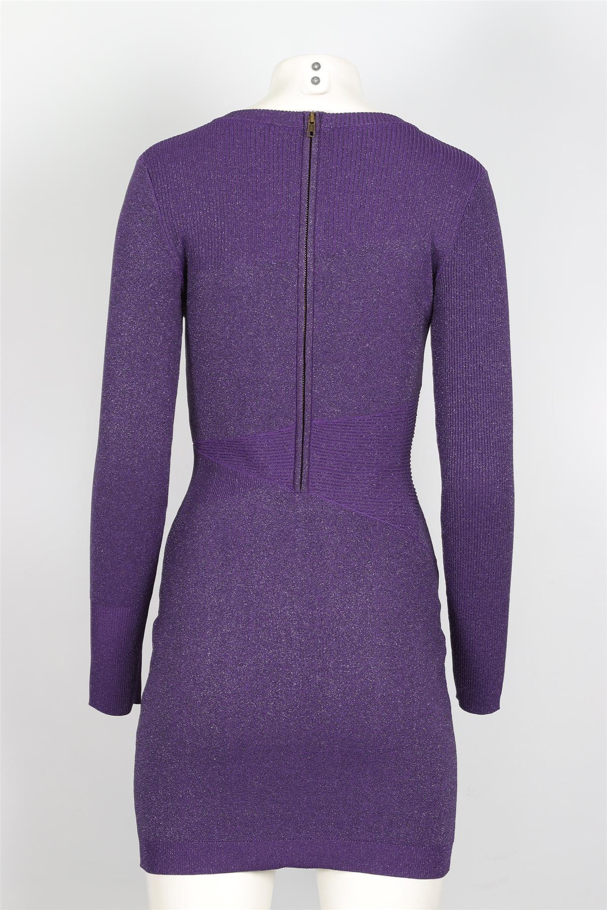 RETROFETE PURPLE KNIT MINI DRESS MEDIUM - Image 4