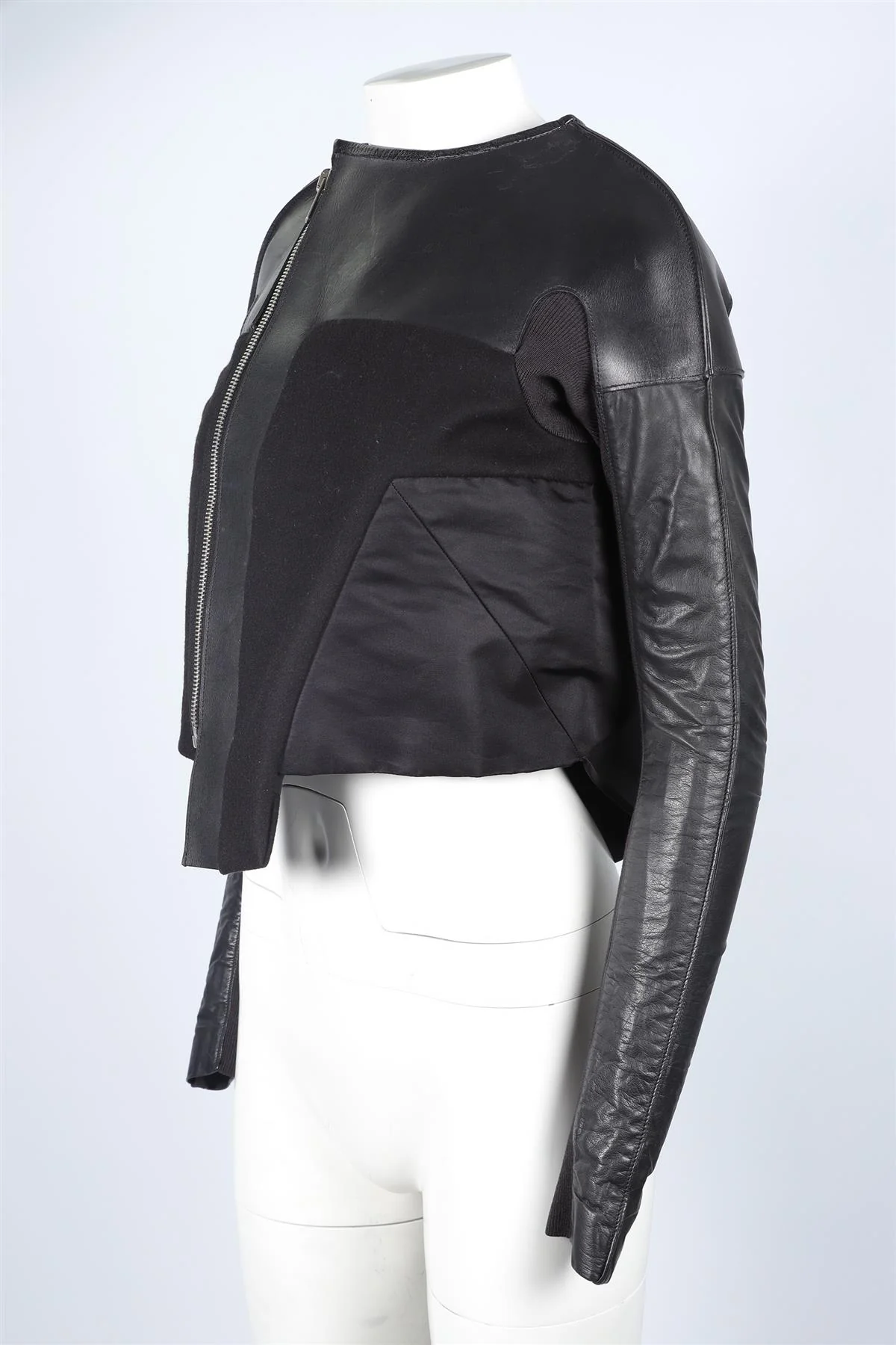 RICH OWENS BLACK LEATHER JACKET IT 38 UK 6 - Image 3