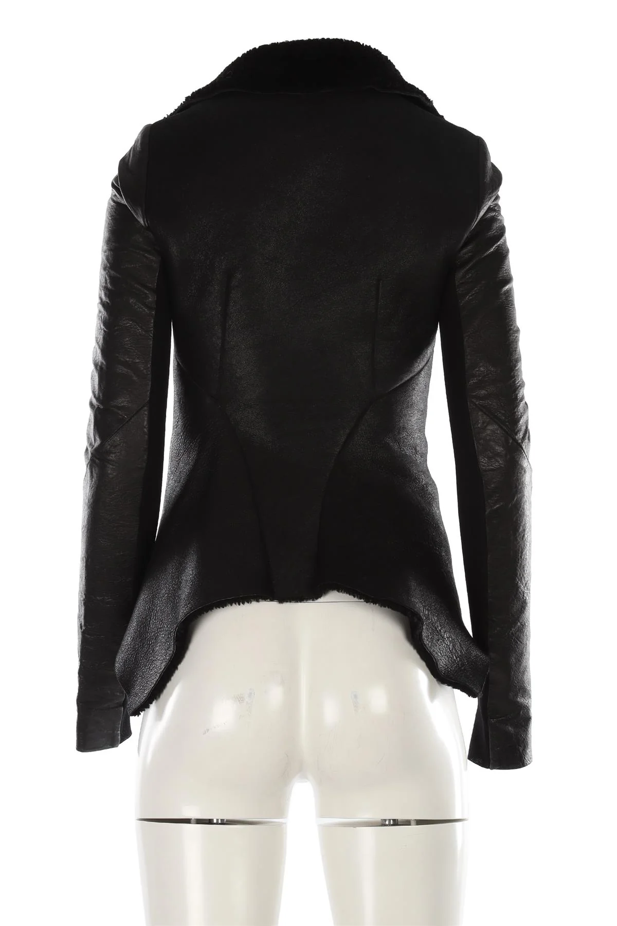 RICK OWENS BLACK SHEARLING JACKET IT 38 UK 6 - Image 4