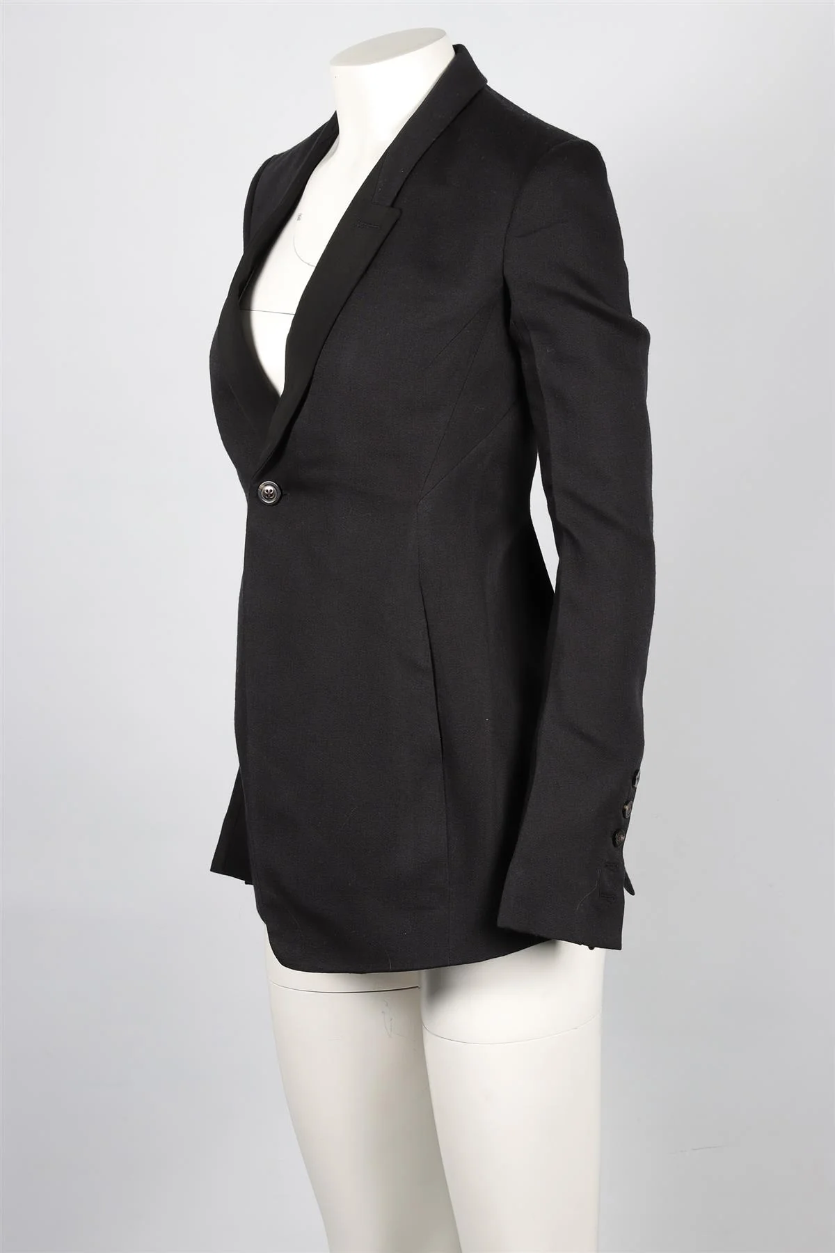 RICK OWENS BLACK WOOL BLAZER IT 40 UK 8 - Image 3