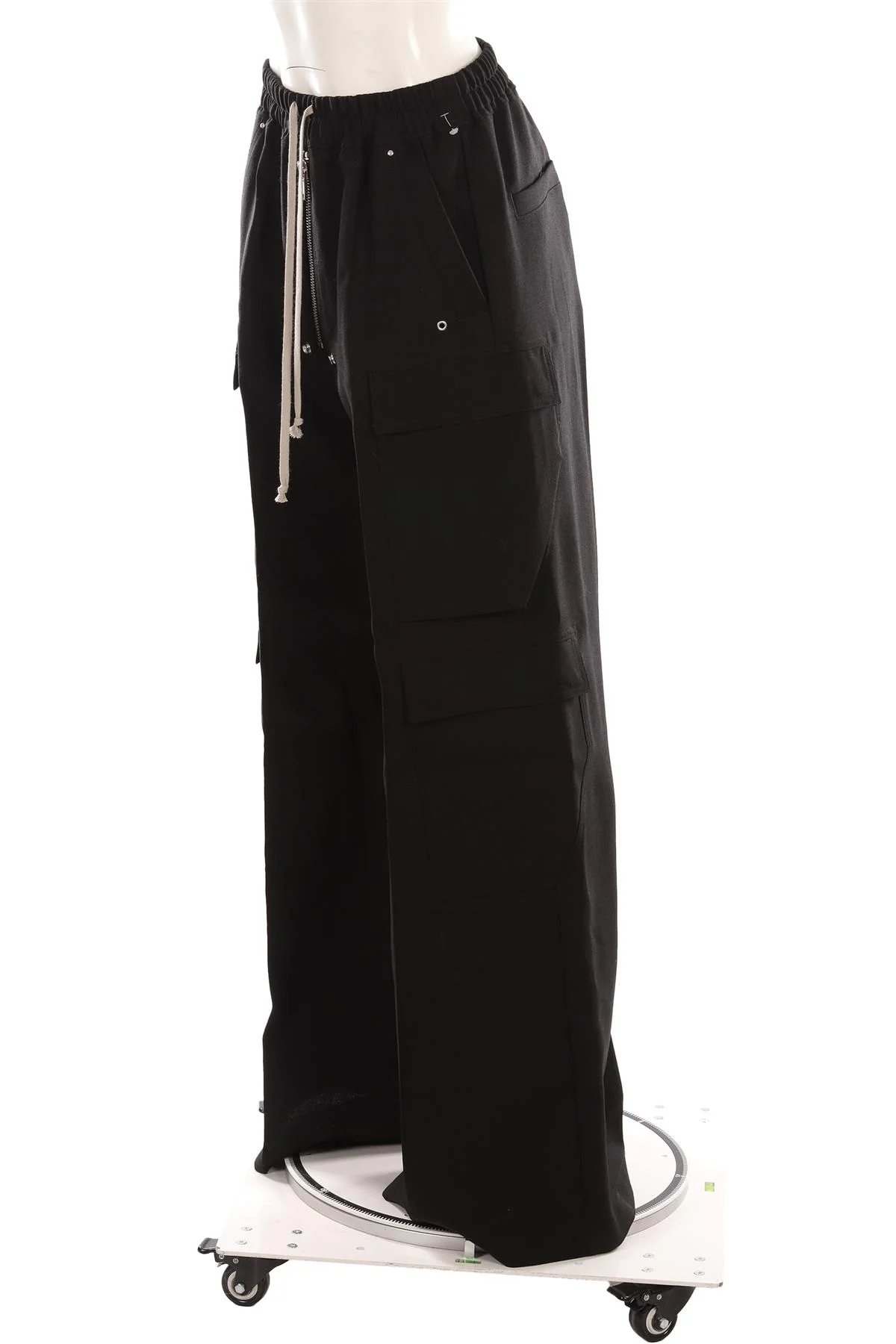 RICK OWENS BLACK WOOL WIDE LEG PANTS IT 40 UK 8 - Image 3