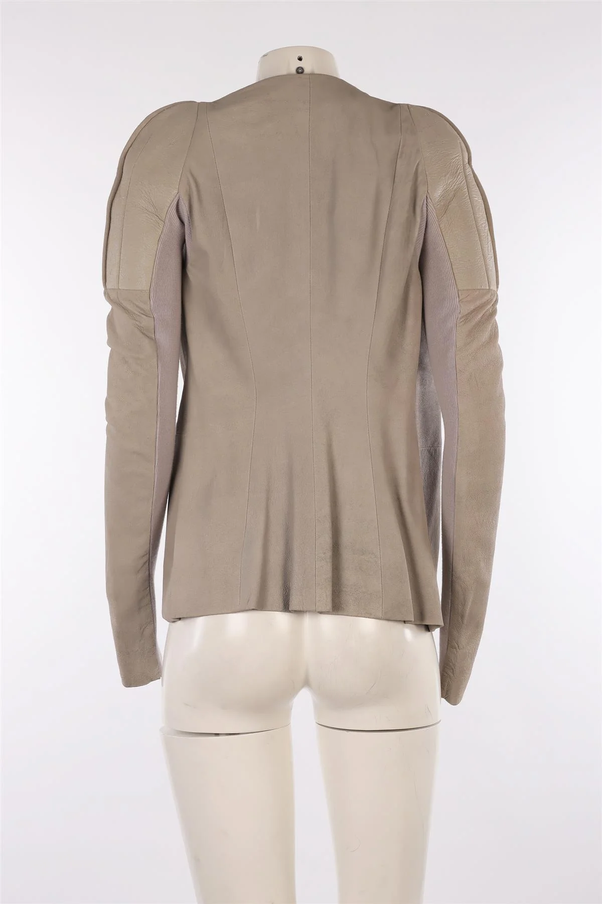 RICK OWENS GREY LEATHER JACKET IT 42 UK 10 - Image 4