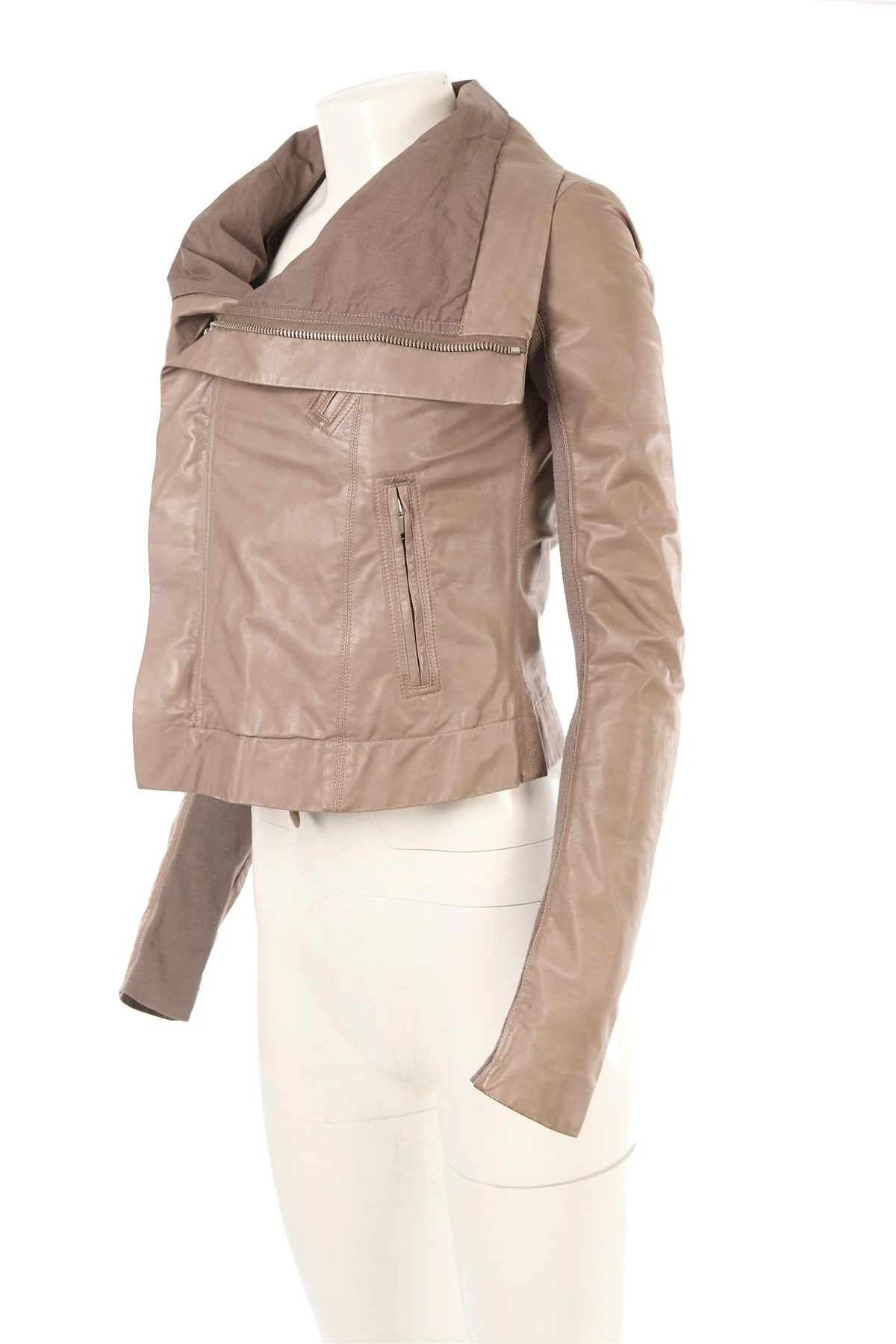 RICK OWENS GREY LEATHER JACKET IT 42 UK 10 - Image 3