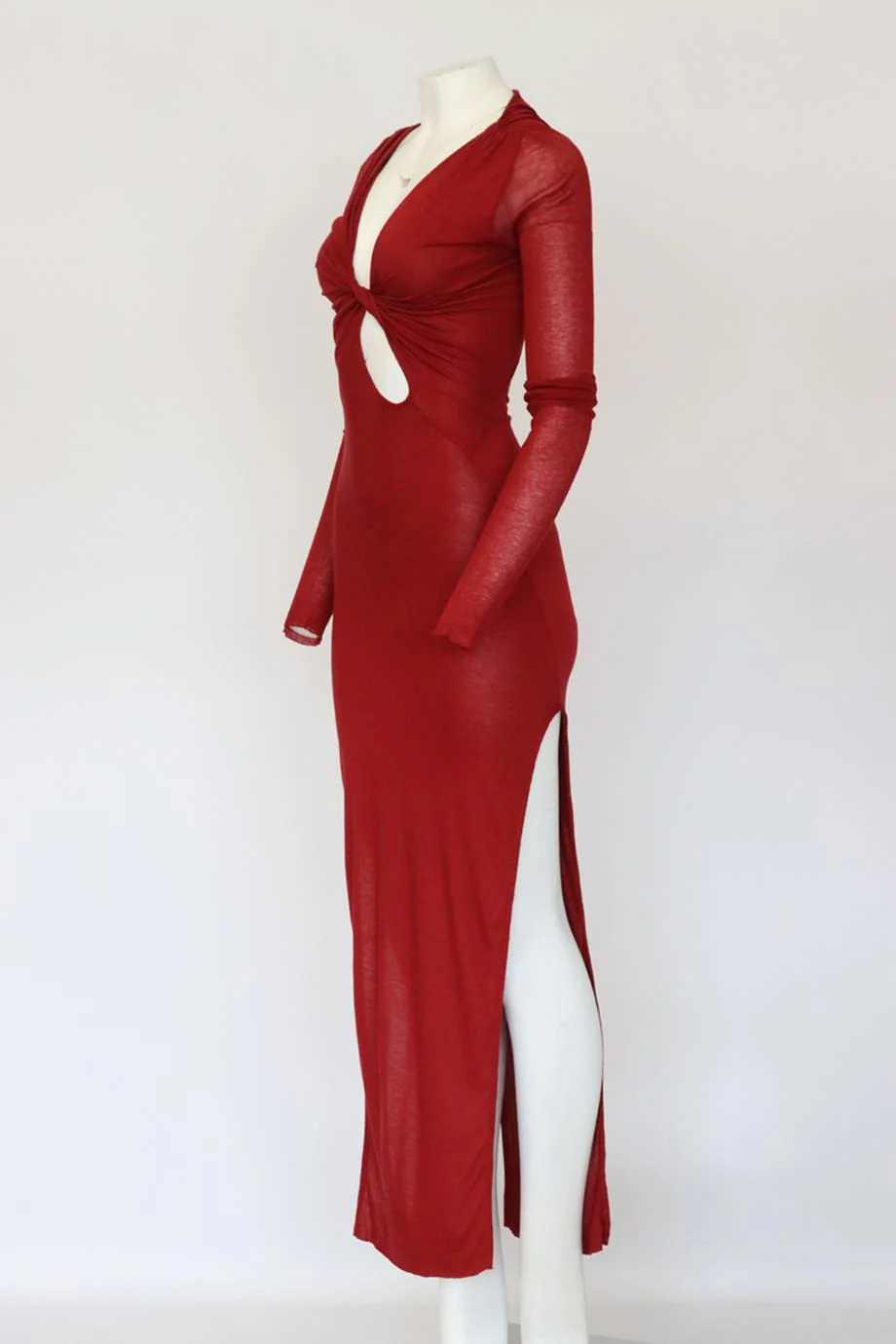 RICK OWENS LILLES CUTOUT STRETCH JERSEY MIDI DRESS IT 38 UK 6 - Image 3