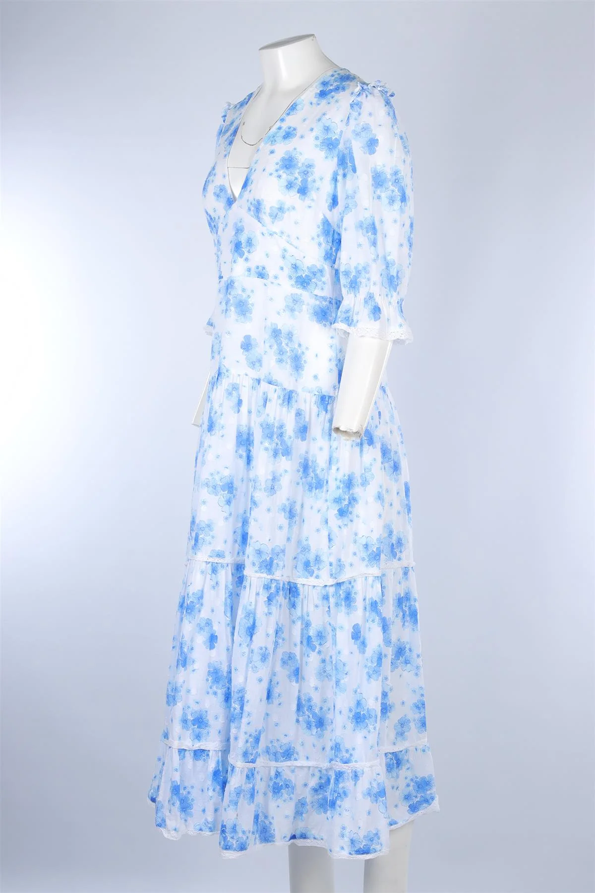 RIXO BLUE COTTON MAXI DRESS UK 12 - Image 3