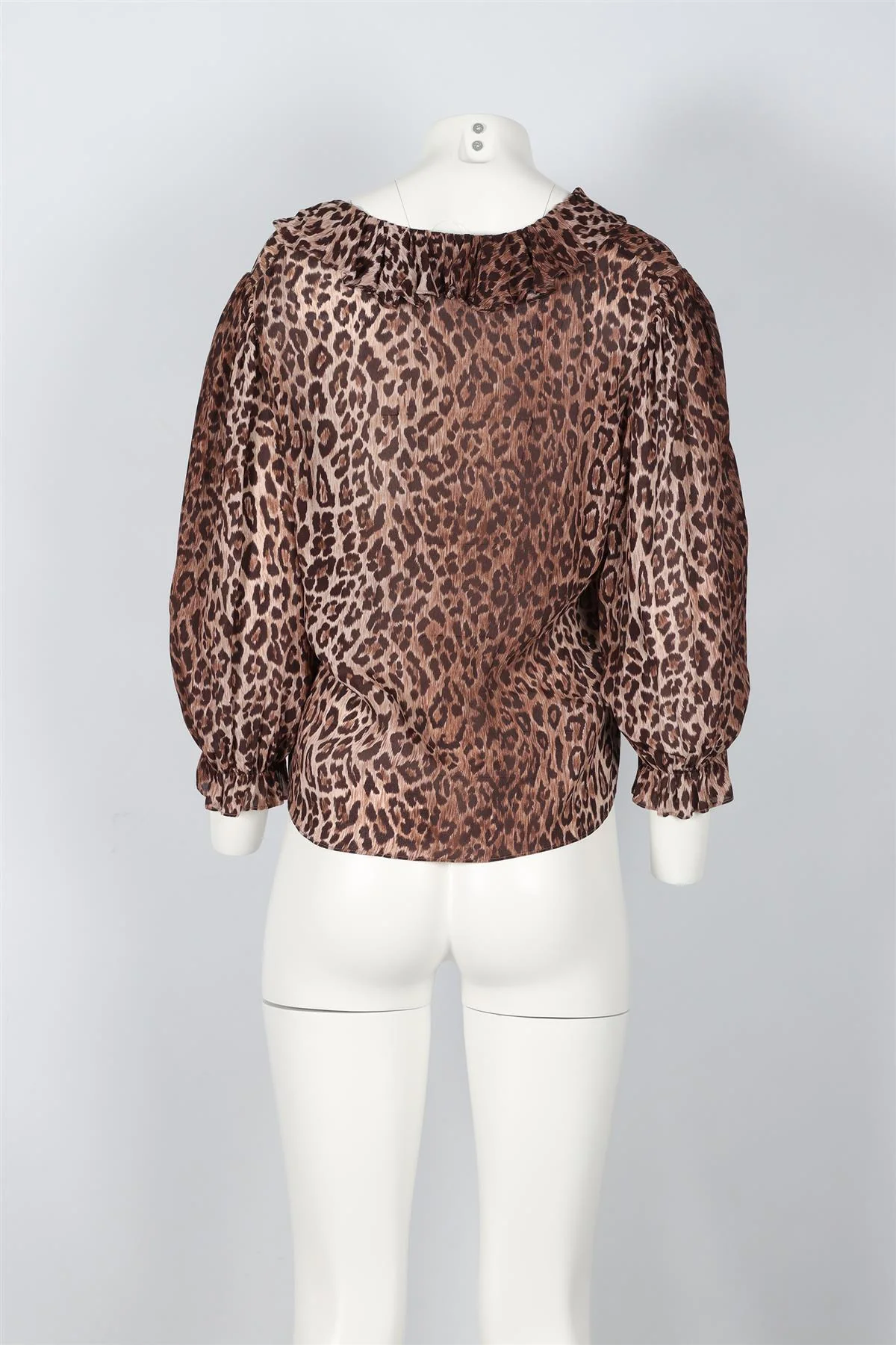 RIXO BROWN LEOPARD PRINT CHIFFON TOP UK 12 - Image 4
