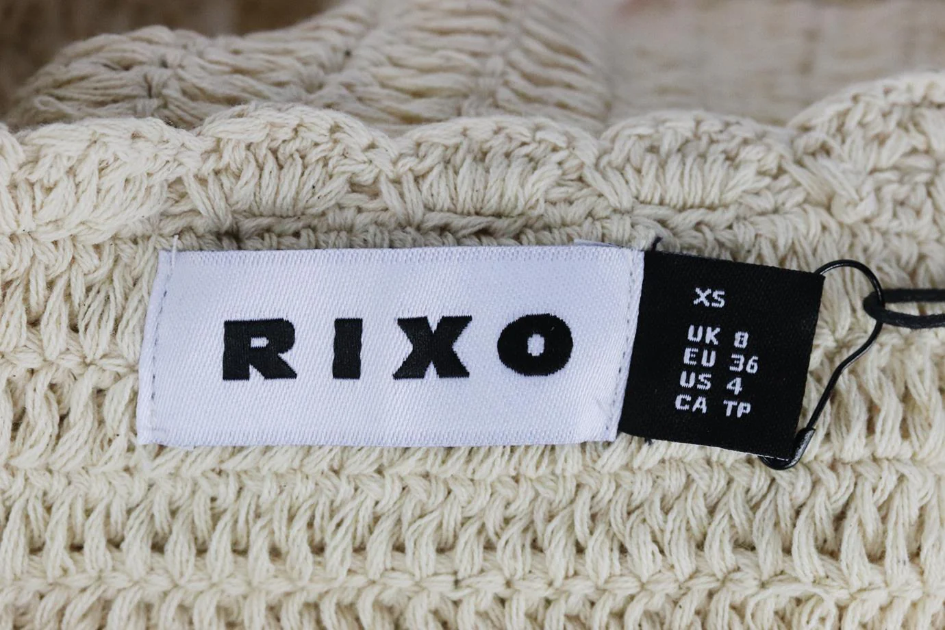 RIXO CROPPED CROCHET KNIT COTTON TOP UK 8 - Image 5