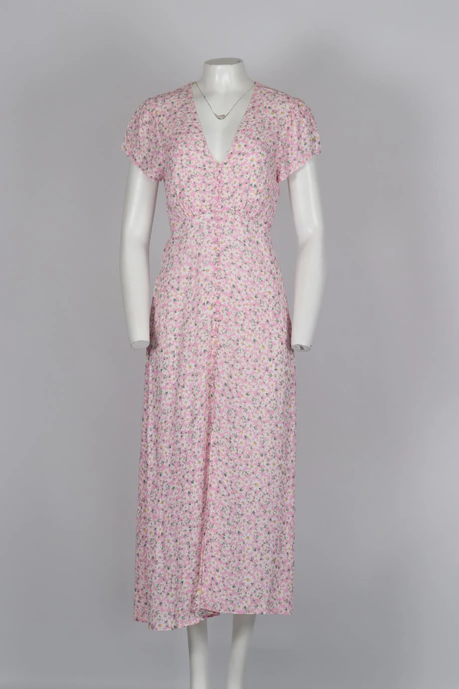 RIXO FLORAL PRINT CREPE MIDI DRESS UK 8 - Image 2