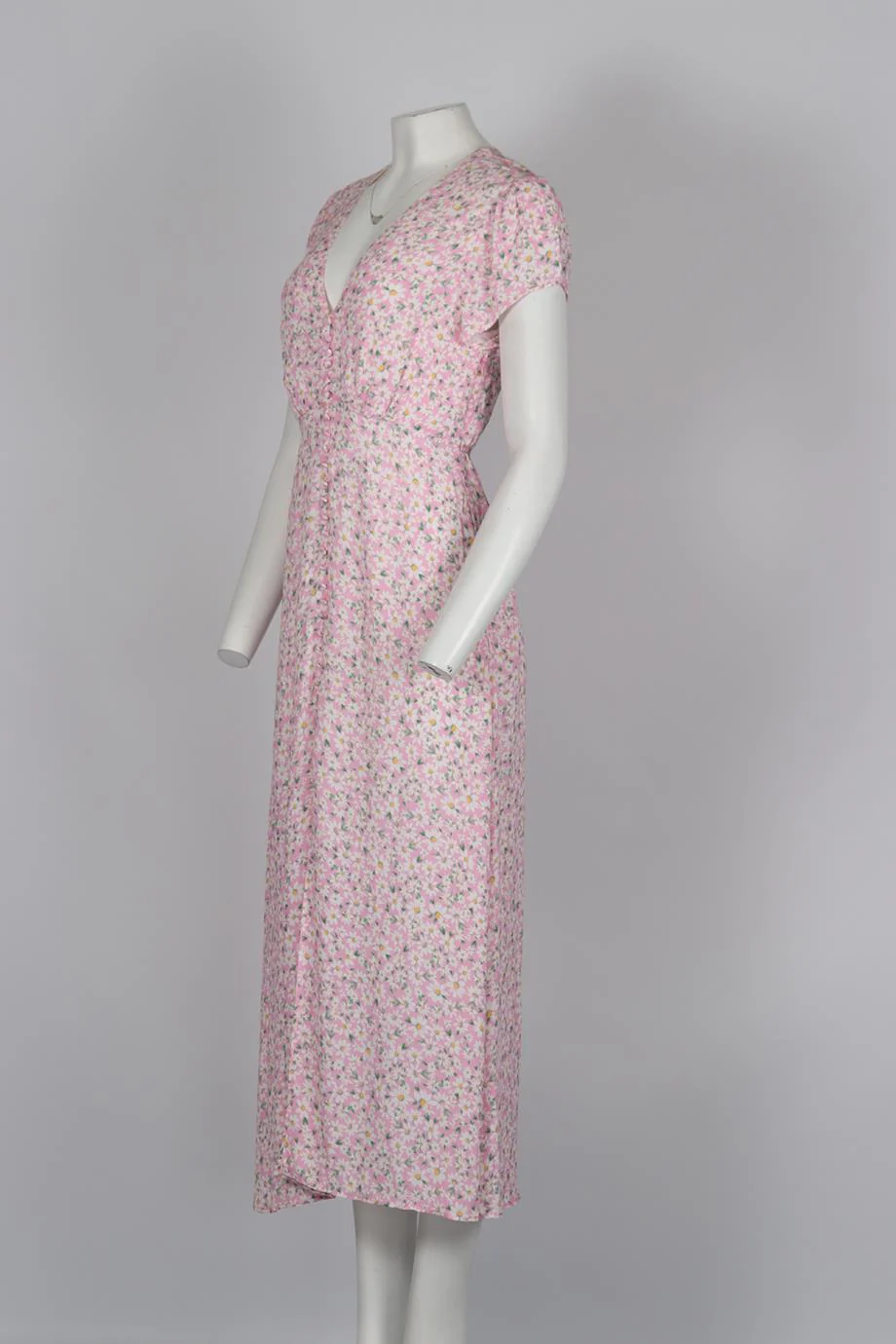 RIXO FLORAL PRINT CREPE MIDI DRESS UK 8 - Image 3