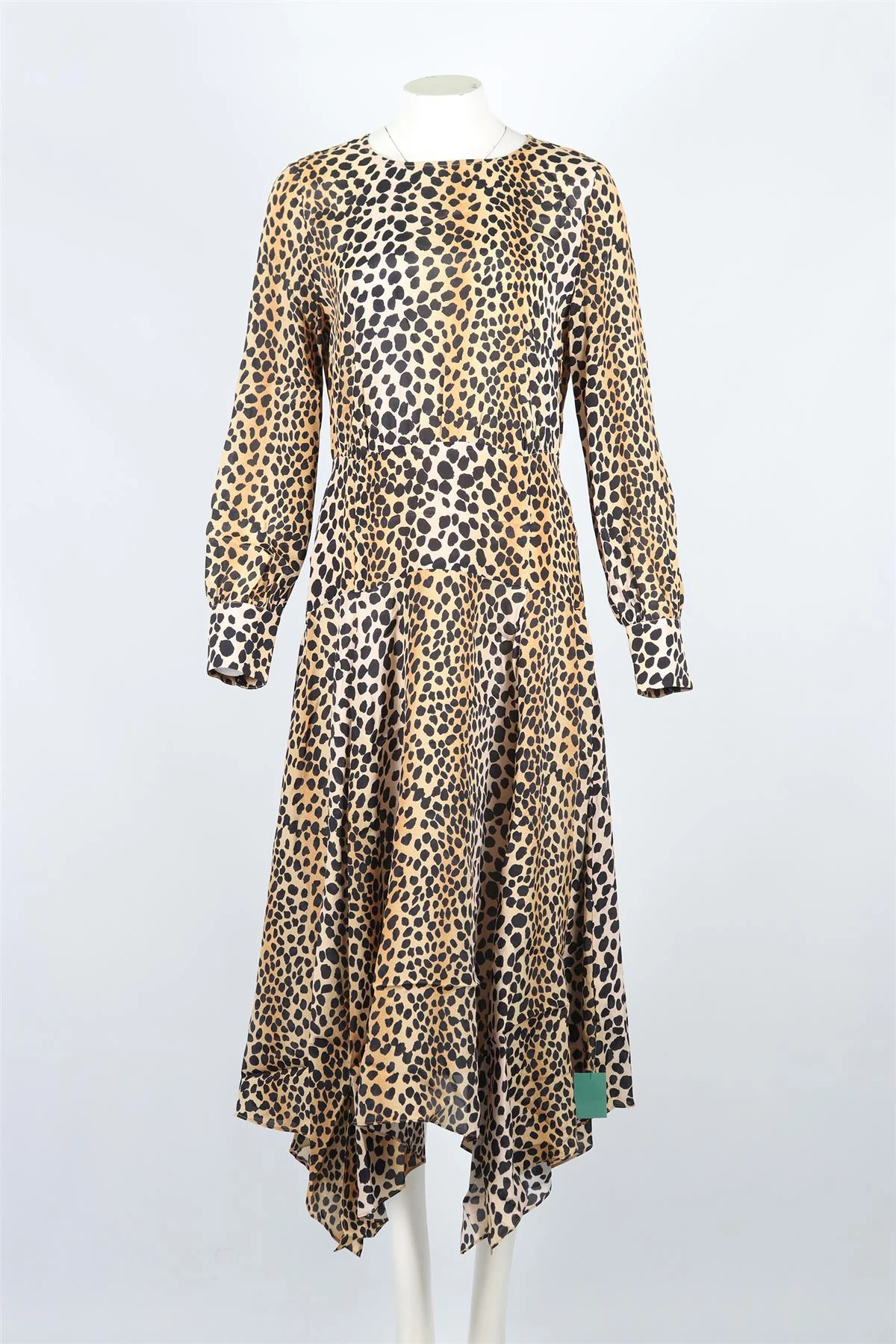 RIXO LEOPARD PRINT SILK BLEND MAXI DRESS LARGE - Image 2