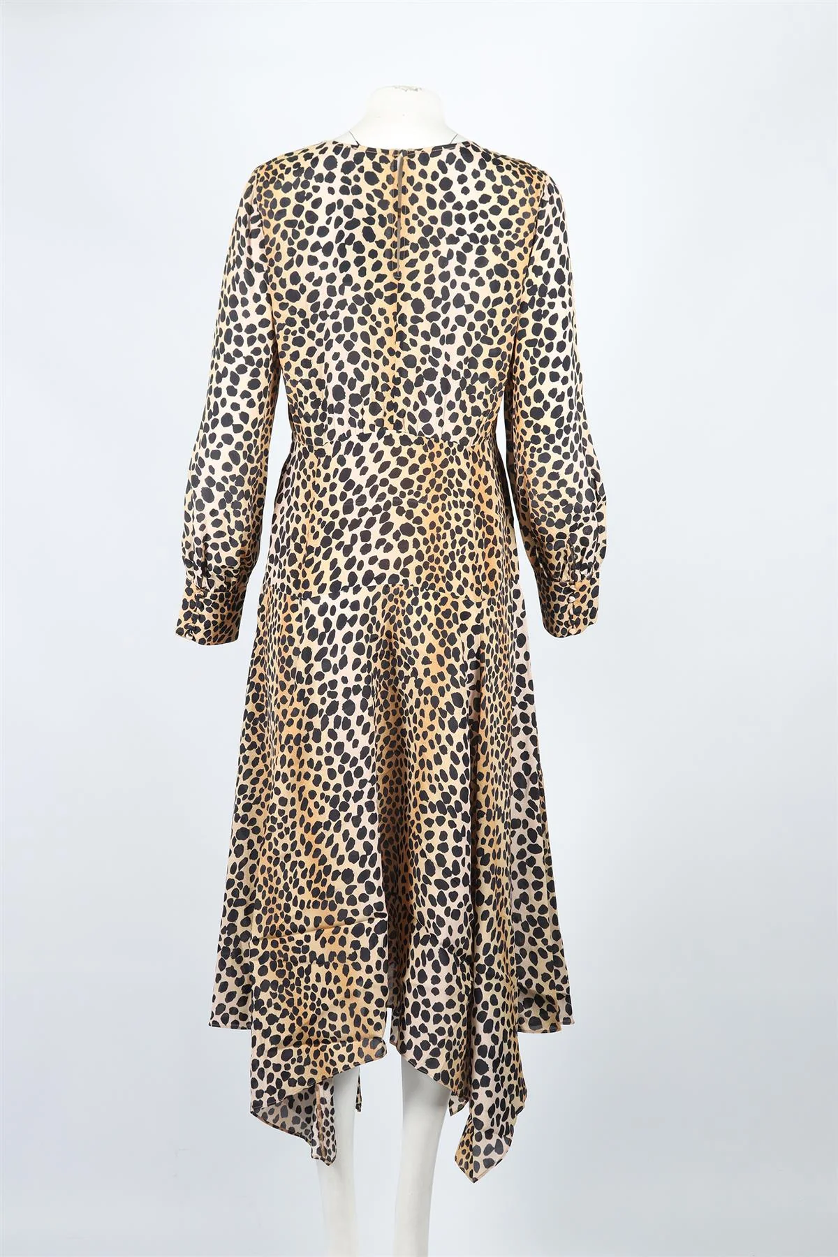 RIXO LEOPARD PRINT SILK BLEND MAXI DRESS LARGE - Image 4