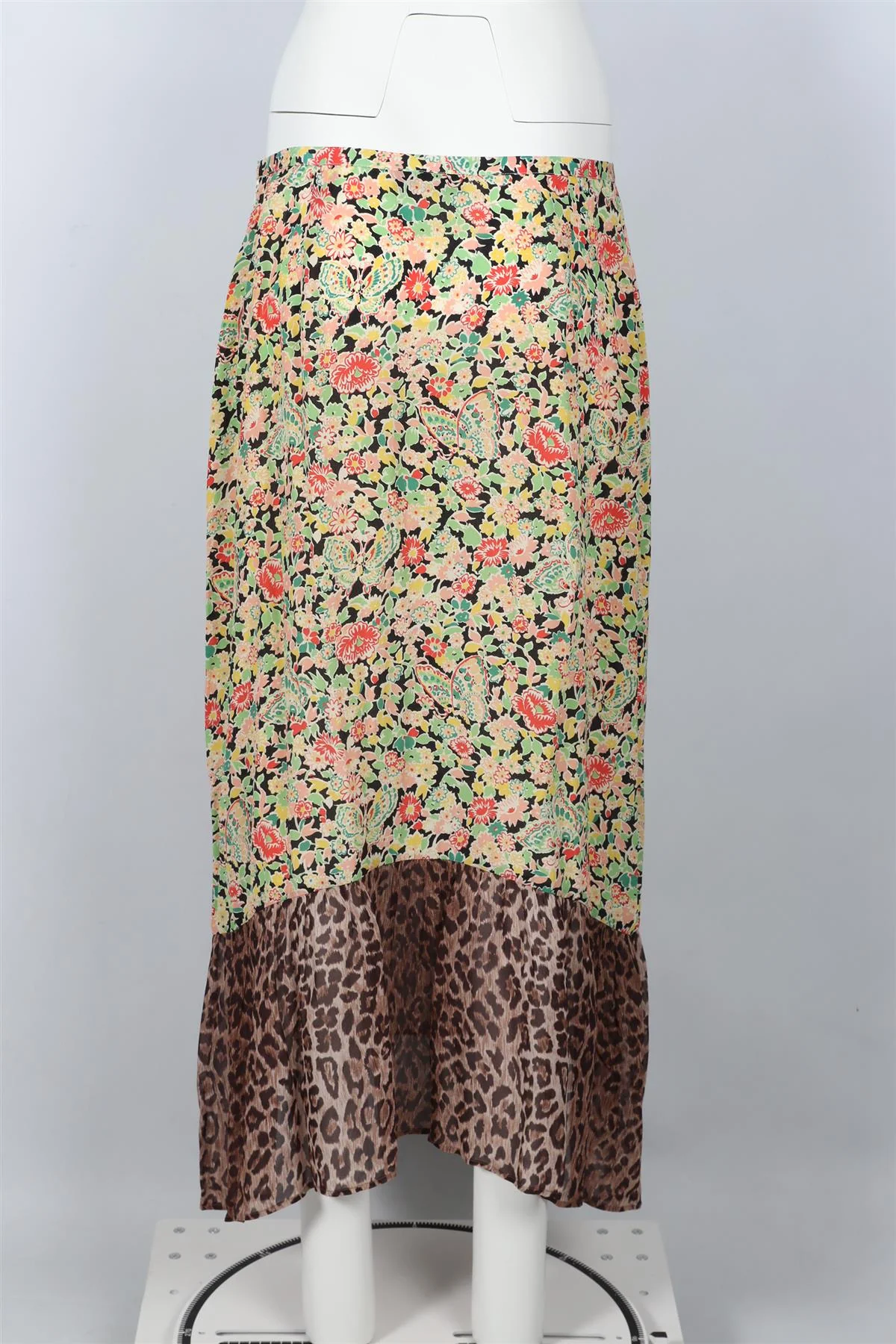 RIXO MULTICOLOURED SILK PRINTED SKIRT UK 14 - Image 4