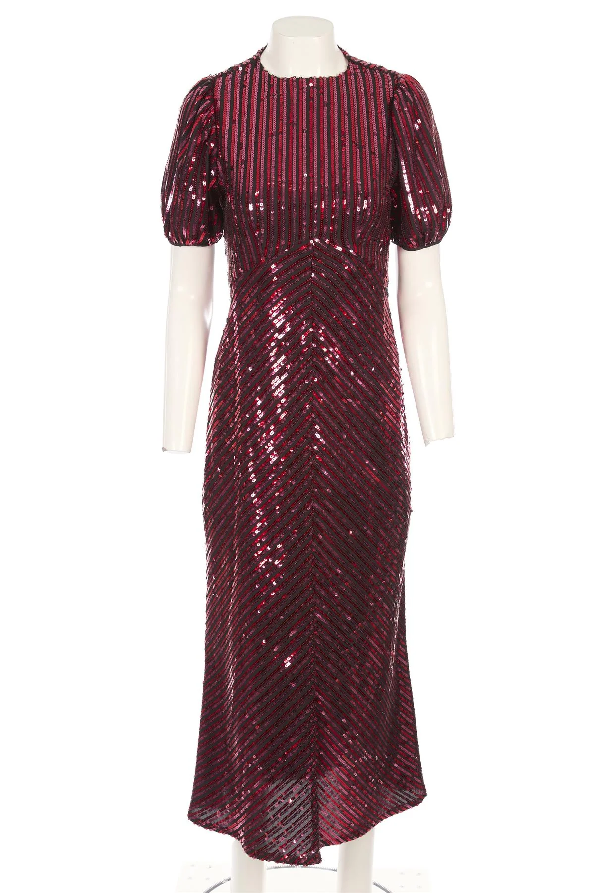 RIXO RED SEQUIN MIDI DRESS MEDIUM - Image 2