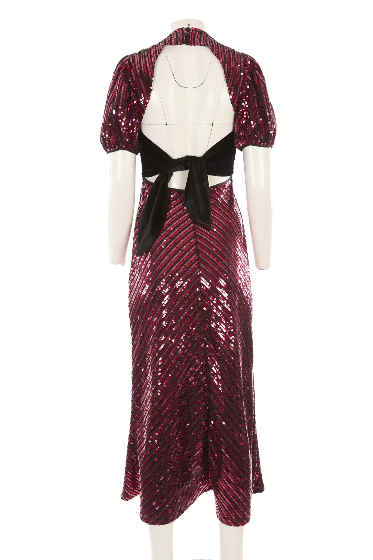 RIXO RED SEQUIN MIDI DRESS MEDIUM - Image 4