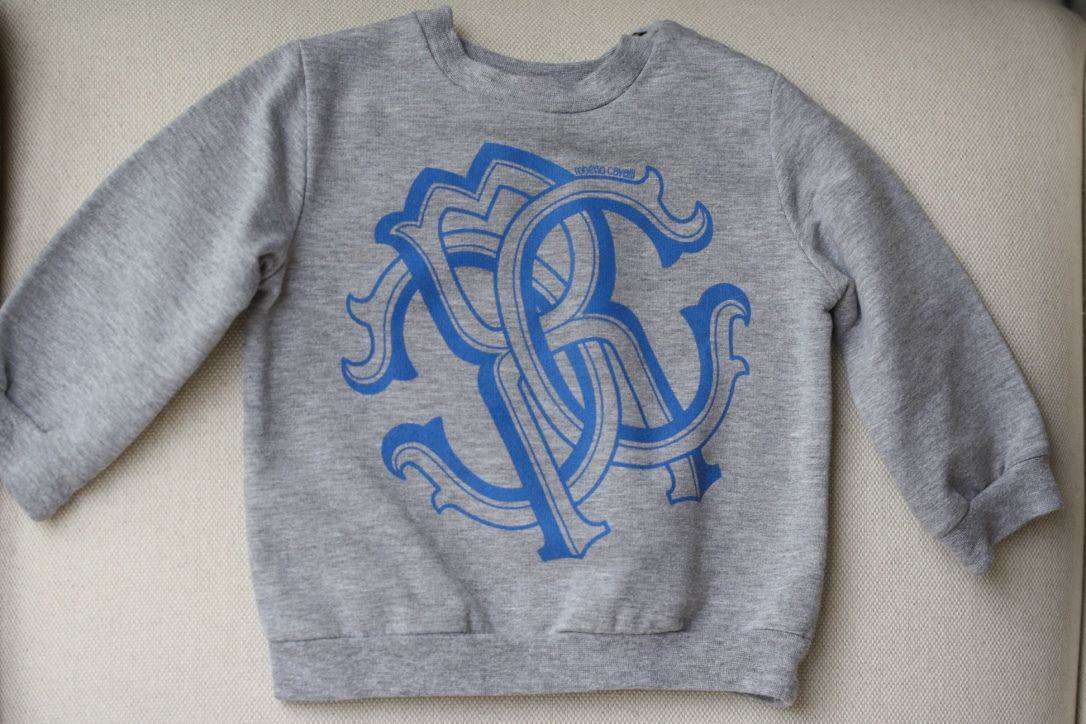 ROBERTO CAVALLI BABY GREY BLUE LOGO SWEATSHIRT 9 MONTHS - Image 3