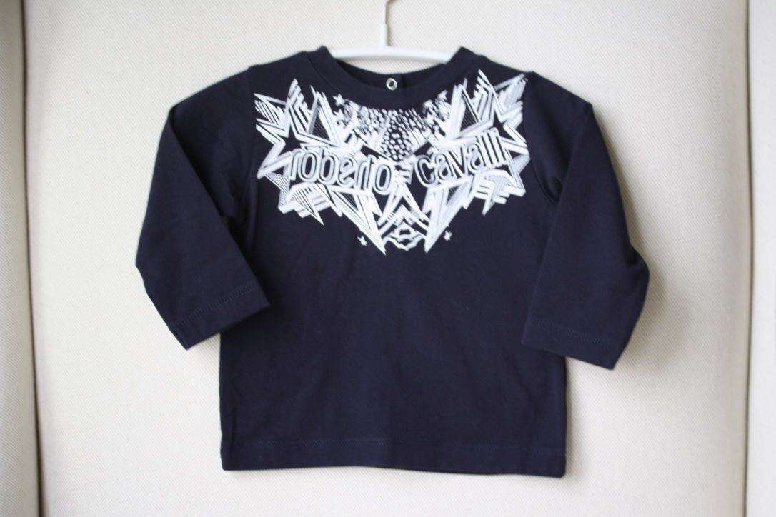 ROBERTO CAVALLI BABY NAVY LOGO PRINT T-SHIRT TOP 9 MONTHS - Image 2