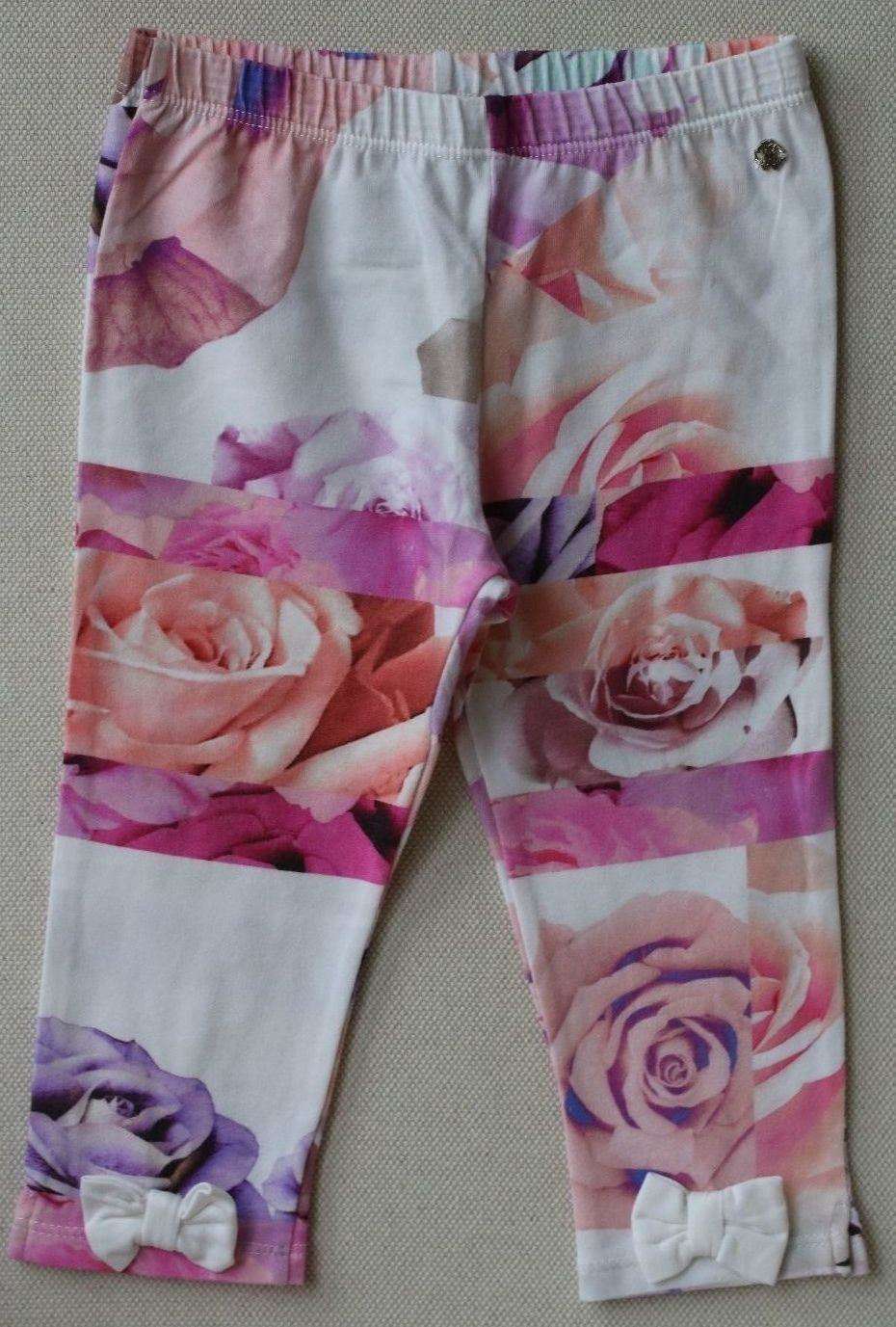 ROBERTO CAVALLI BABY PINK FLORAL LEGGINGS WITH BOWS 24 MONTHS - Image 7