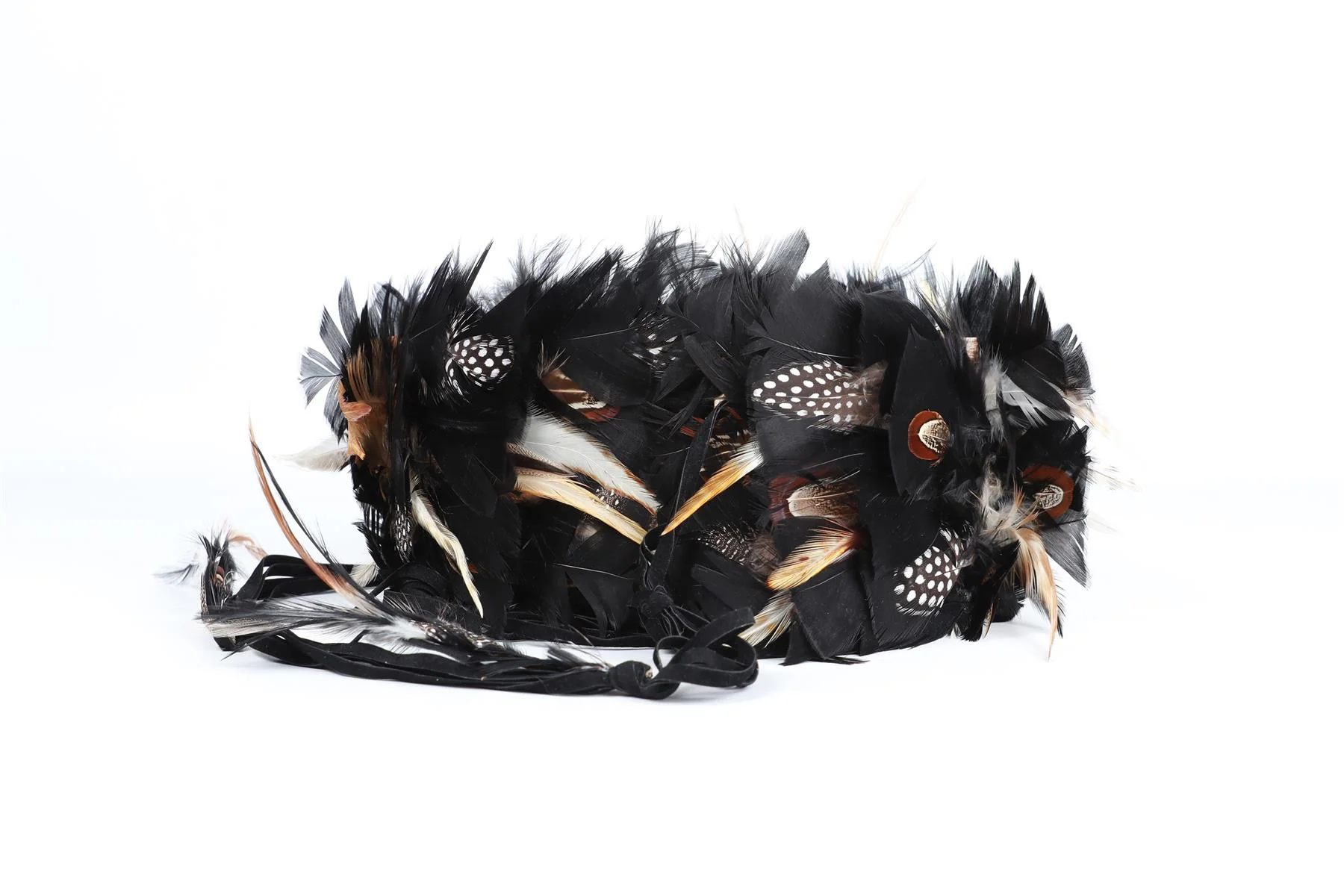 ROBERTO CAVALLI BLACK FEATHER BELT ONE SIZE - Image 2