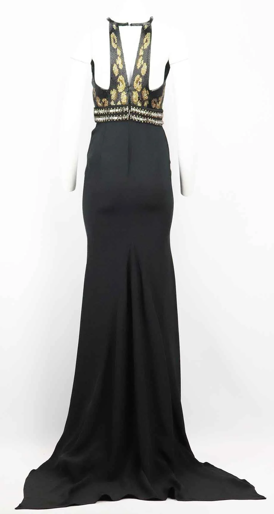ROBERTO CAVALLI EMBELLISHED SILK BLEND CREPE GOWN IT 42 UK 10 - Image 4