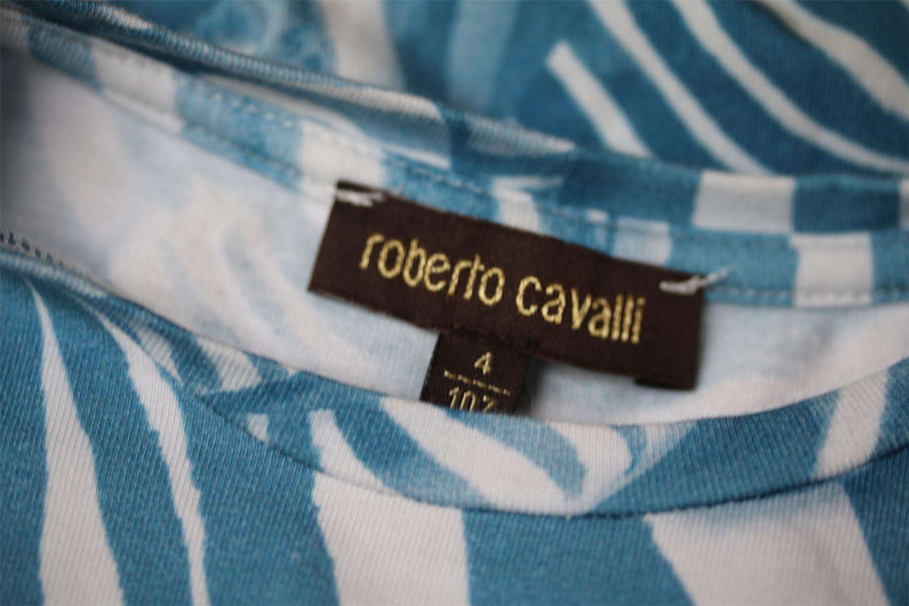 ROBERTO CAVALLI GIRLS BLUE ZEBRA ROSE PRINT DRESS 4 YEARS - Image 5
