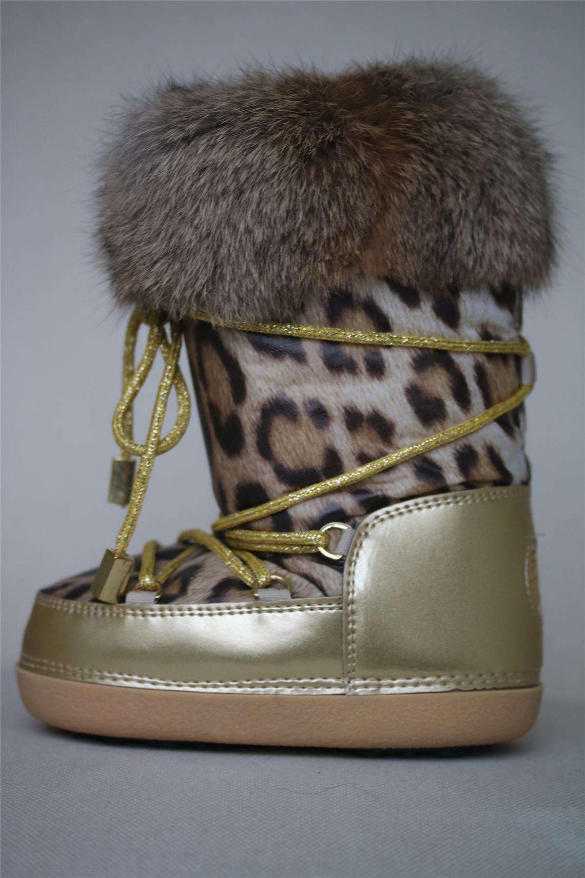 ROBERTO CAVALLI GIRLS GOLD JAGUAR PRINT SNOW BOOTS EU 26-28 UK 8.5-10 - Image 2