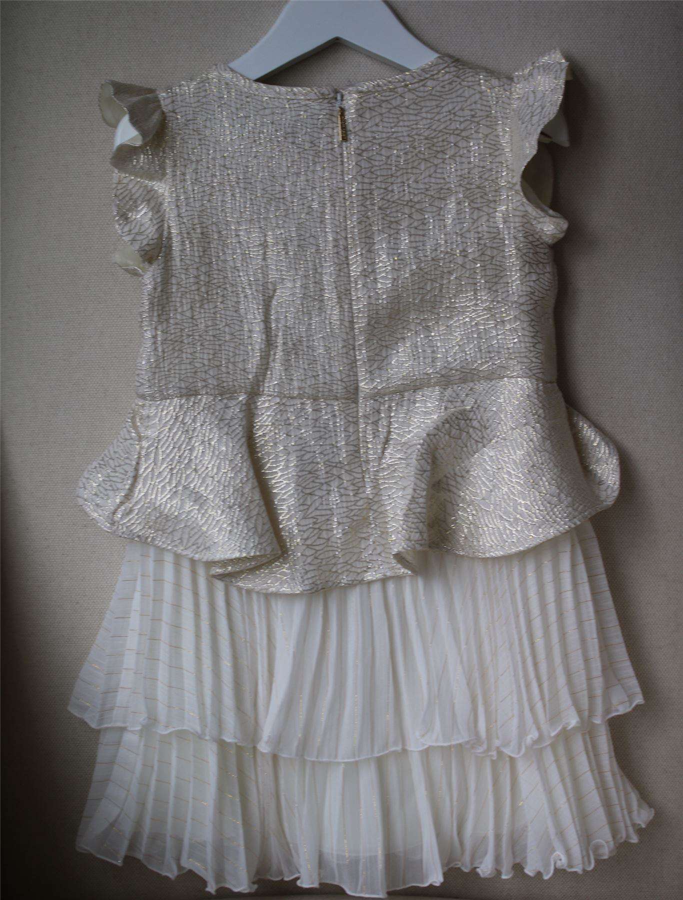 ROBERTO CAVALLI GIRLS IVORY AND GOLD SILK DRESS 4 YEARS - Image 2
