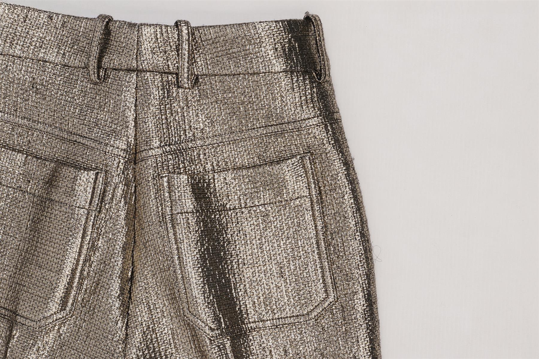 ROBERTO CAVALLI GOLD WOOL FLARED PANTS IT 38 UK 6 - Image 5