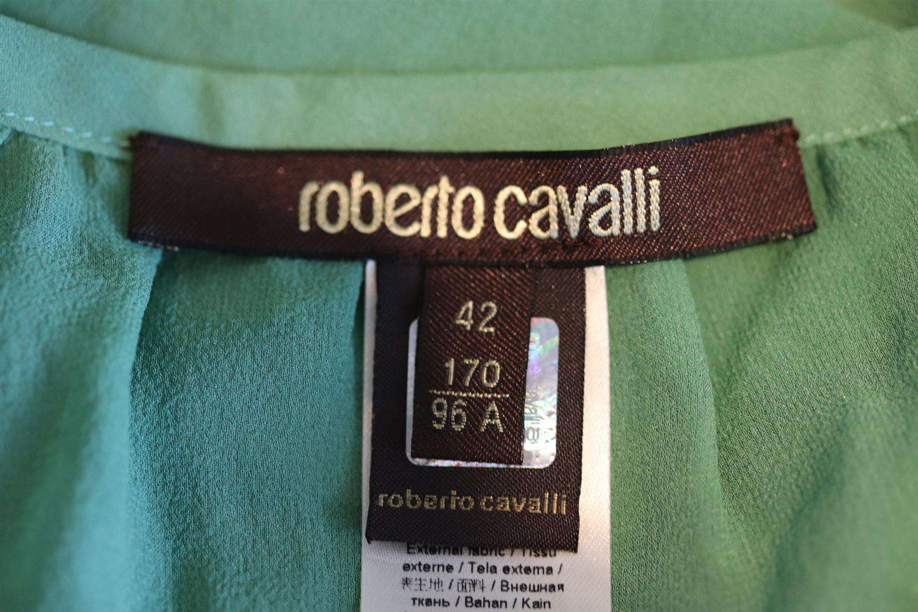 ROBERTO CAVALLI LACE TRIMMED COLD SHOULDER SILK TOP IT 42 UK 10 - Image 5