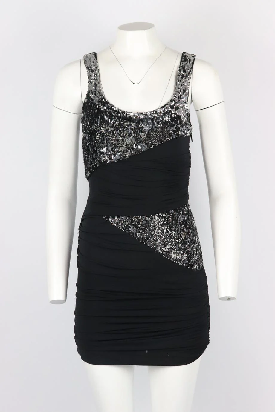 ROBERTO CAVALLI RUCHED SEQUINED STRETCH JERSEY MINI DRESS IT 38 UK 6 - Image 2