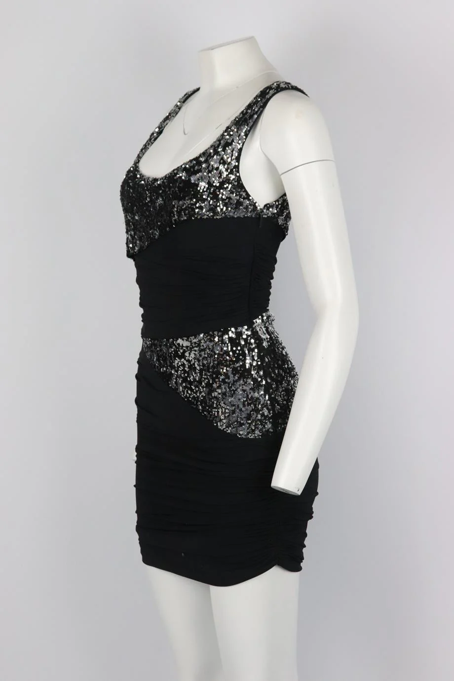 ROBERTO CAVALLI RUCHED SEQUINED STRETCH JERSEY MINI DRESS IT 38 UK 6 - Image 3