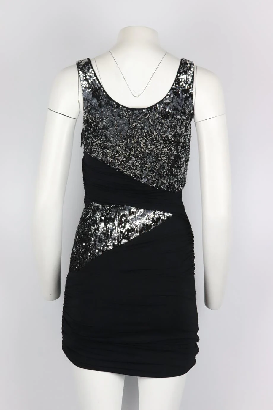 ROBERTO CAVALLI RUCHED SEQUINED STRETCH JERSEY MINI DRESS IT 38 UK 6 - Image 4