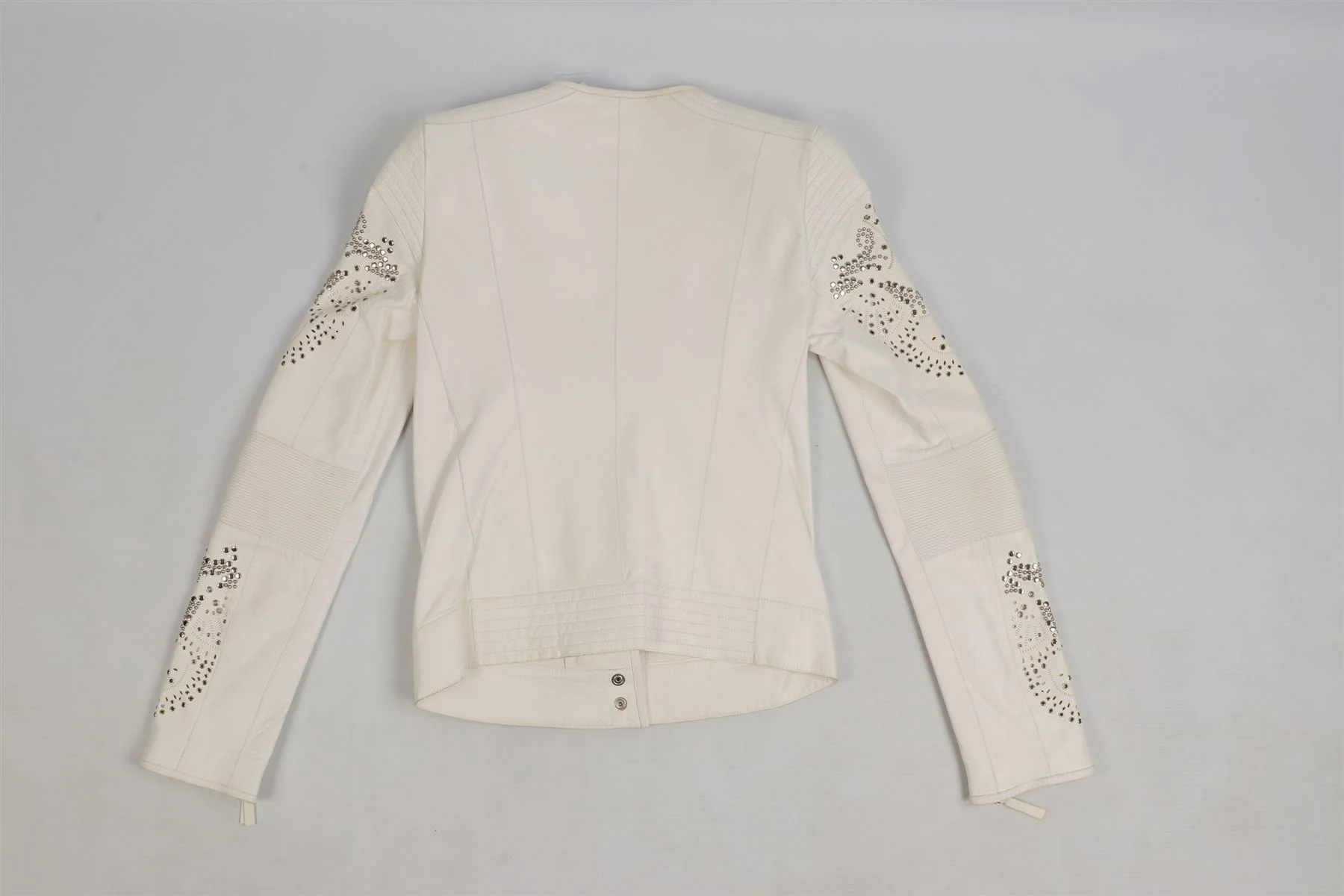 ROBERTO CAVALLI WHITE LEATHER JACKET IT 38 UK 6 - Image 4