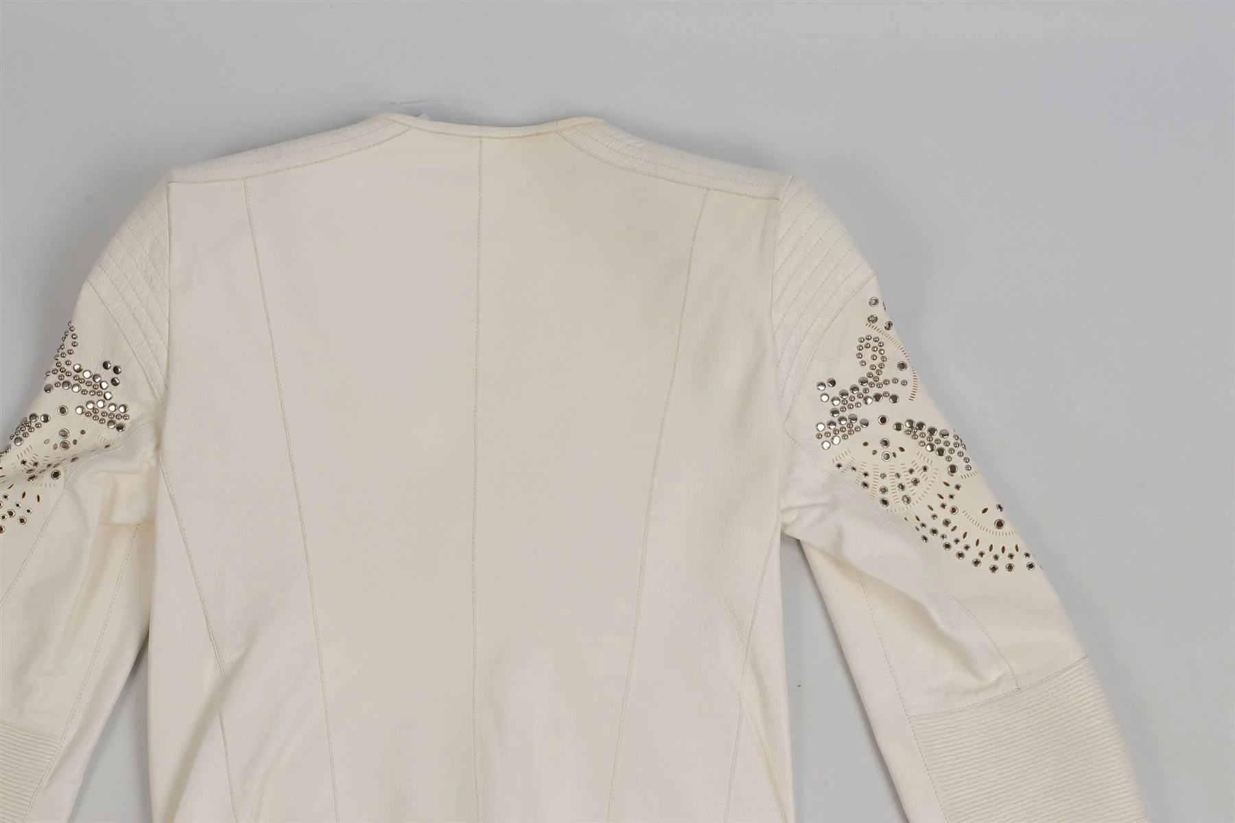 ROBERTO CAVALLI WHITE LEATHER JACKET IT 38 UK 6 - Image 5