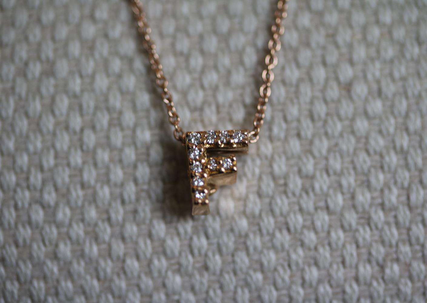 ROBERTO COIN 18K GOLD DIAMOND INITIAL LOVE LETTER PENDANT NECKLACE - Image 6