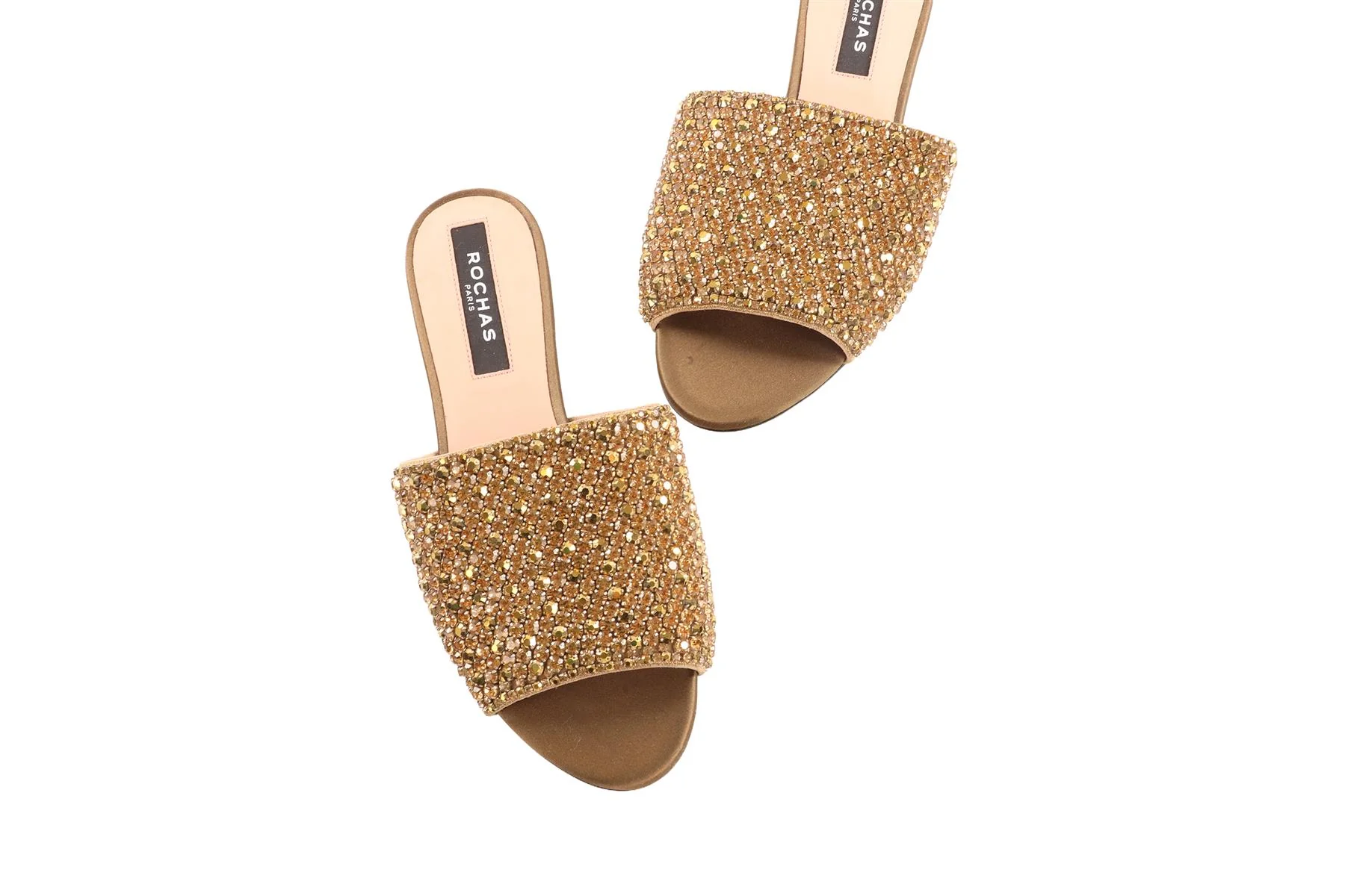ROCHAS GOLD CRYSTAL AND SATIN SANDALS EU 37.5 UK 4.5 - Image 4
