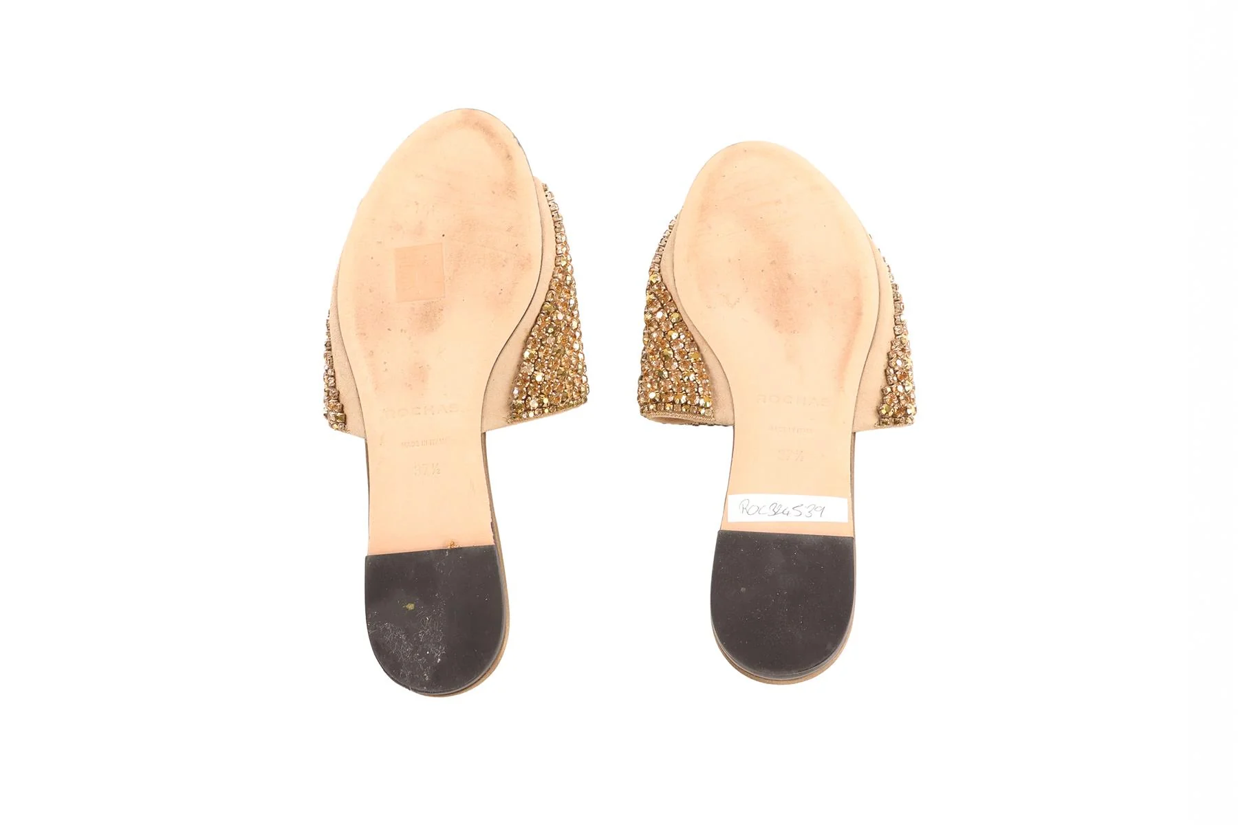 ROCHAS GOLD CRYSTAL AND SATIN SANDALS EU 37.5 UK 4.5 - Image 6