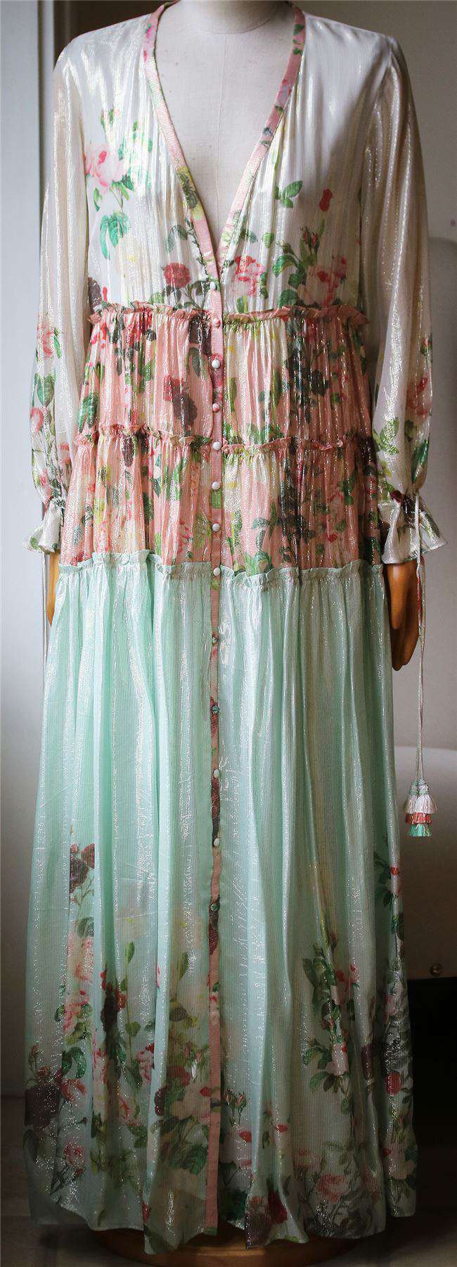 ROCOCO SAND RUCHED LONG DRESS LARGE - Image 3
