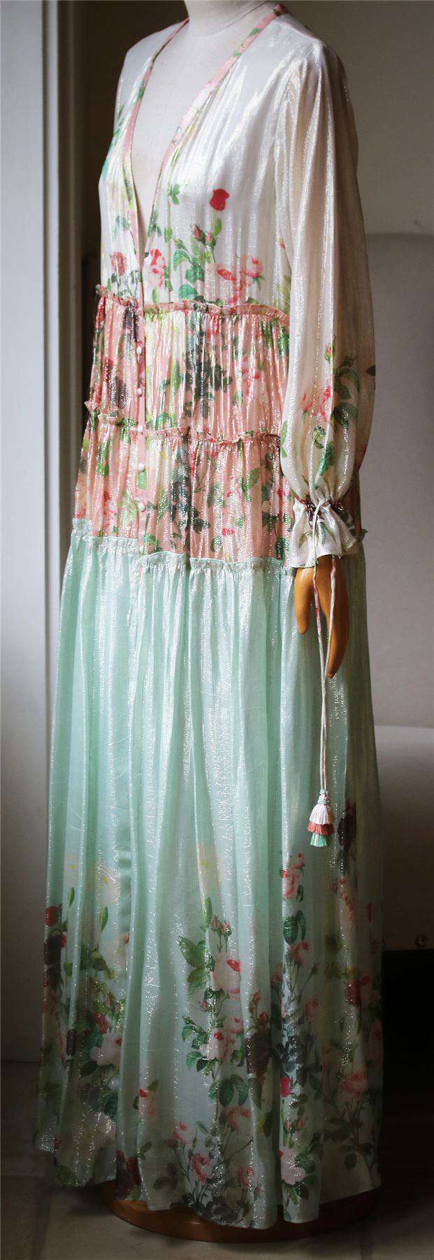 ROCOCO SAND RUCHED LONG DRESS LARGE - Image 4
