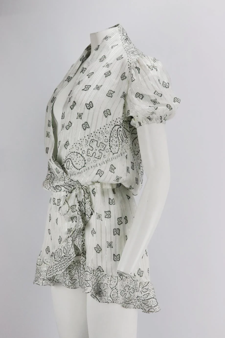 ROCOCO SAND WRAP EFFECT PRINTED SATIN MINI DRESS SMALL - Image 3