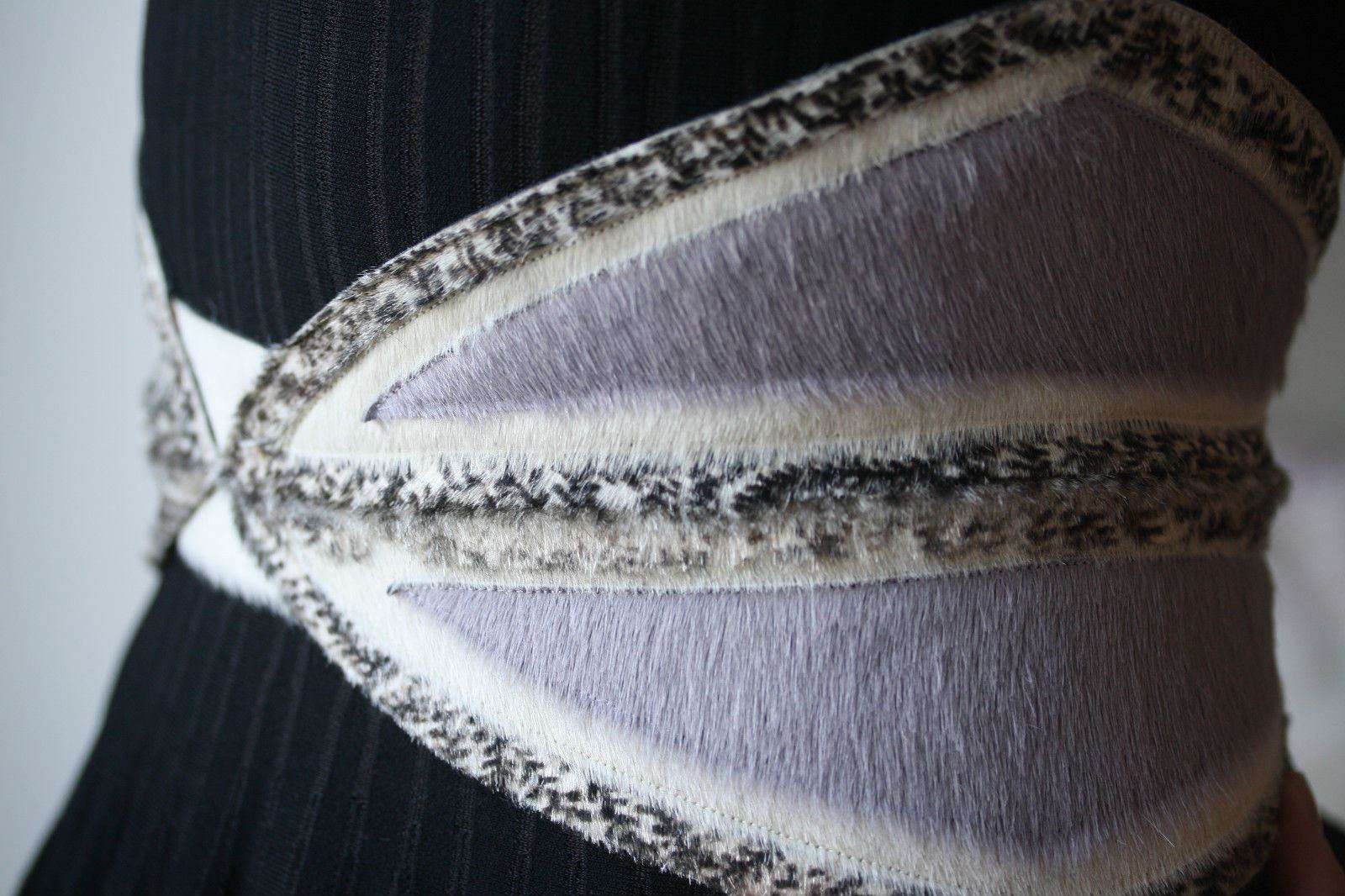 RODARTE LILAC LEATHER AND PONY HAIR BELT SMALL 75CM - Image 10