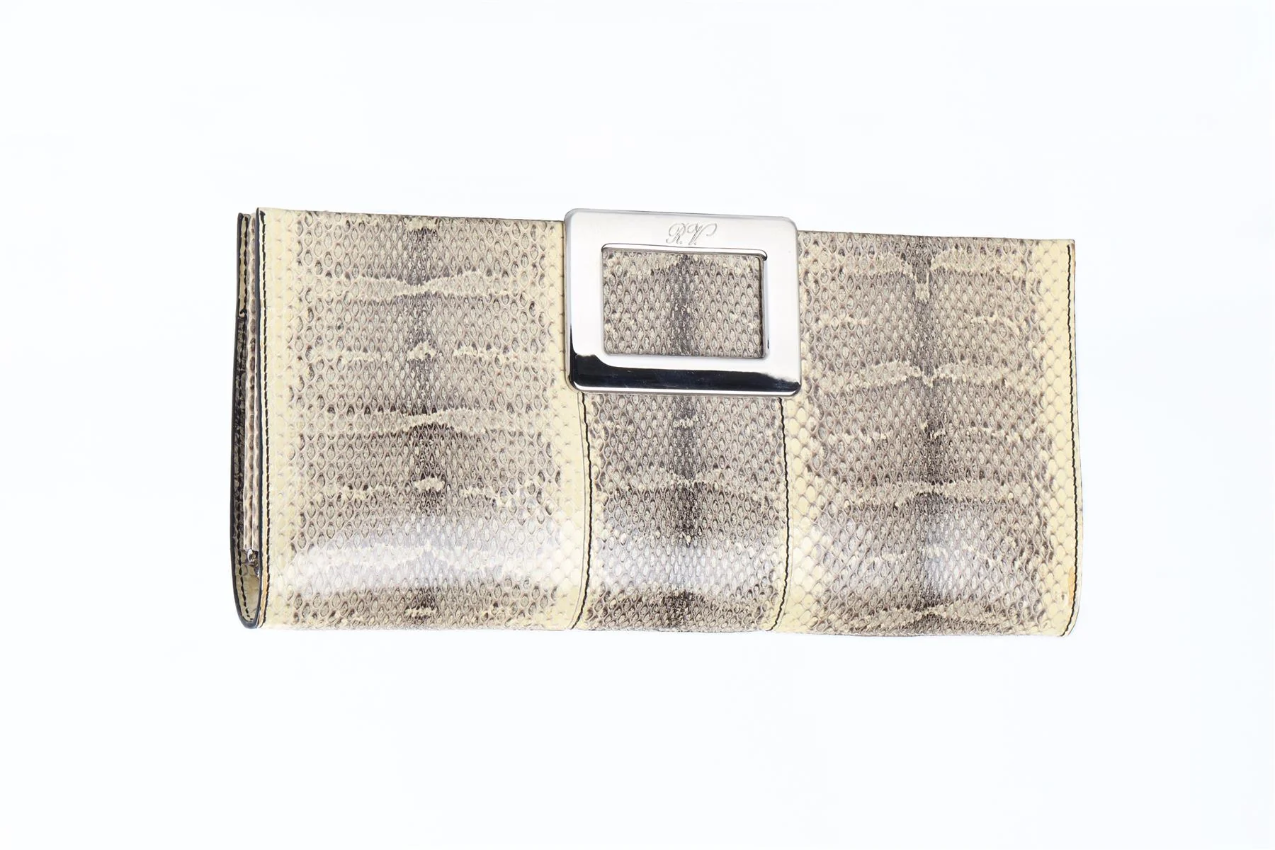 ROGER VIVIER BEIGE BELLE SNAKESKIN CLUTCH - Image 3