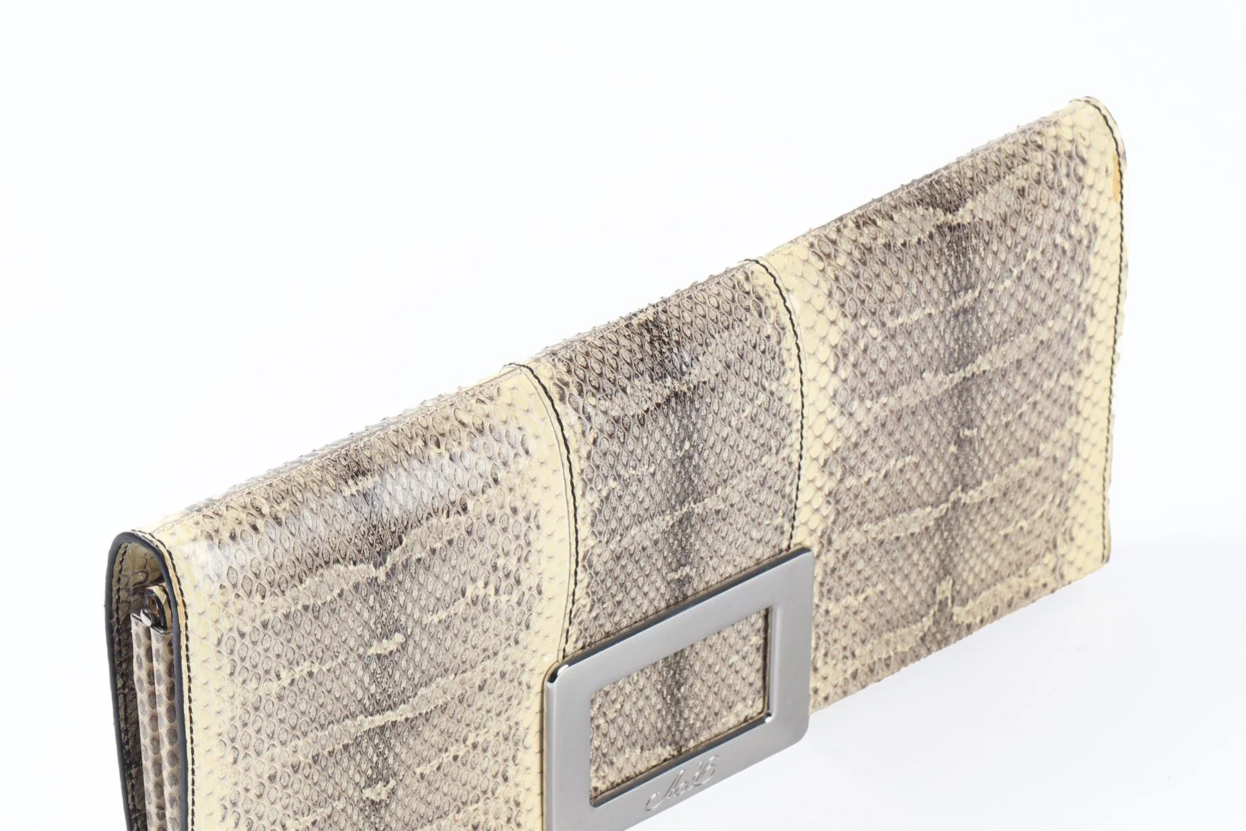 ROGER VIVIER BEIGE BELLE SNAKESKIN CLUTCH - Image 7