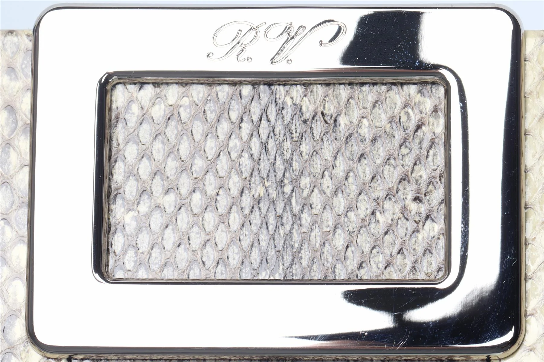 ROGER VIVIER BEIGE BELLE SNAKESKIN CLUTCH - Image 9