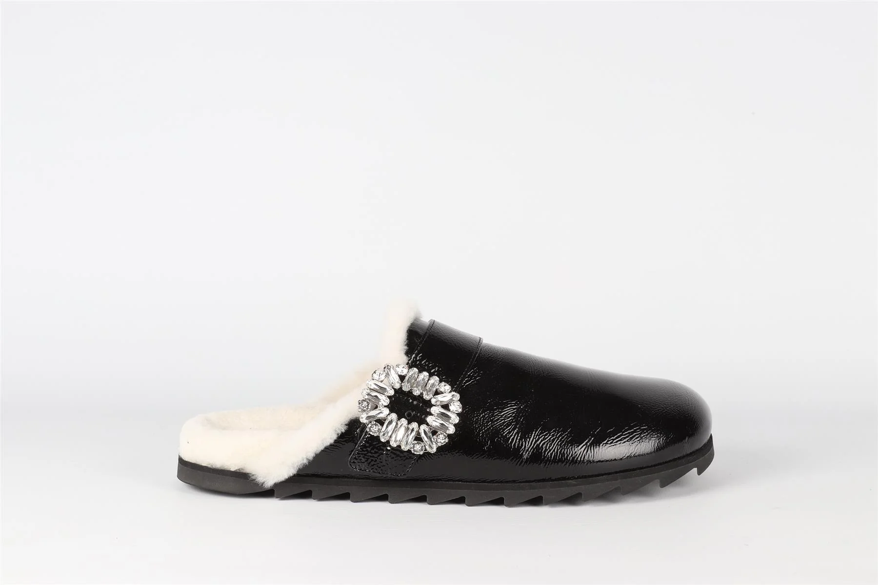 ROGER VIVIER BLACK CRYSTAL AND PATENT LEATHER SLIPPERS EU 40 UK 7 US 10 - Image 2