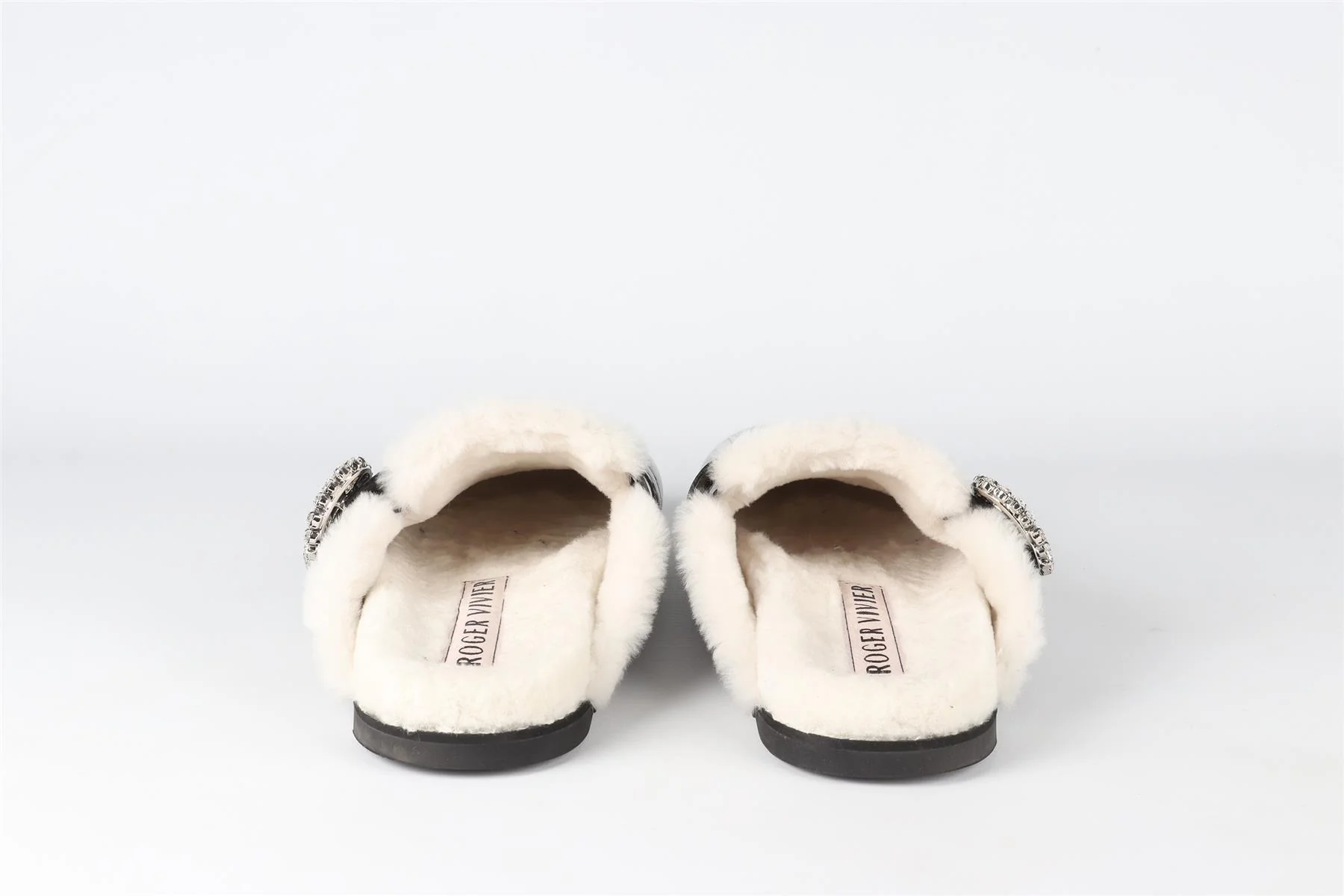 ROGER VIVIER BLACK CRYSTAL AND PATENT LEATHER SLIPPERS EU 40 UK 7 US 10 - Image 5