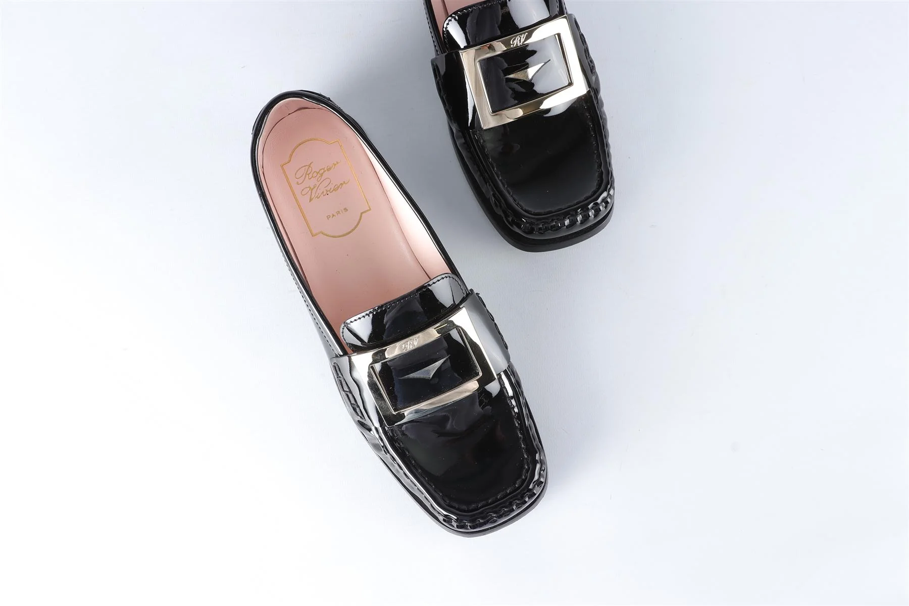 ROGER VIVIER BLACK PATENT LEATHER LOAFERS EU 38 UK 5 US 8 - Image 4